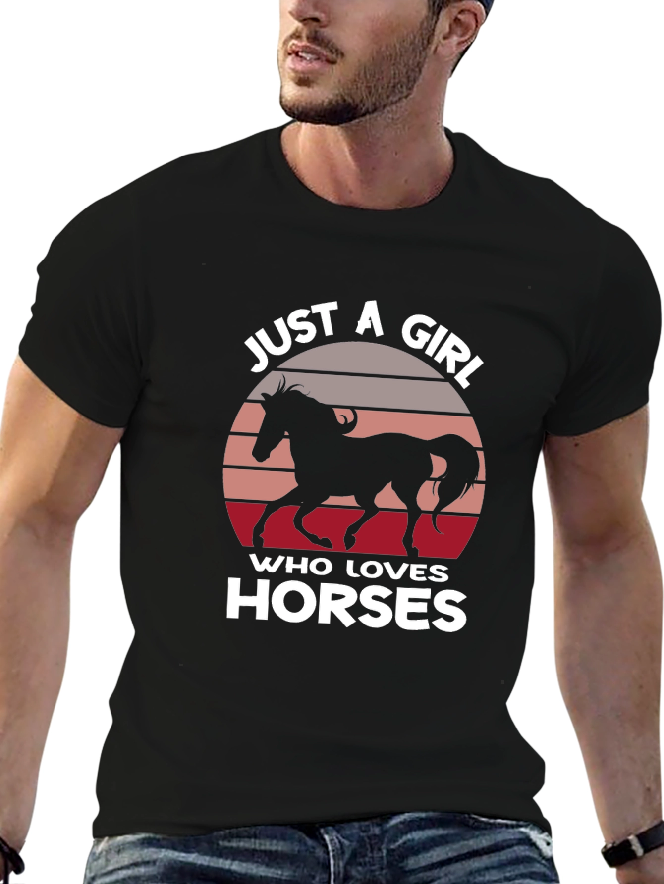 Just A Girl Who Loves Horses Black T-Shirt