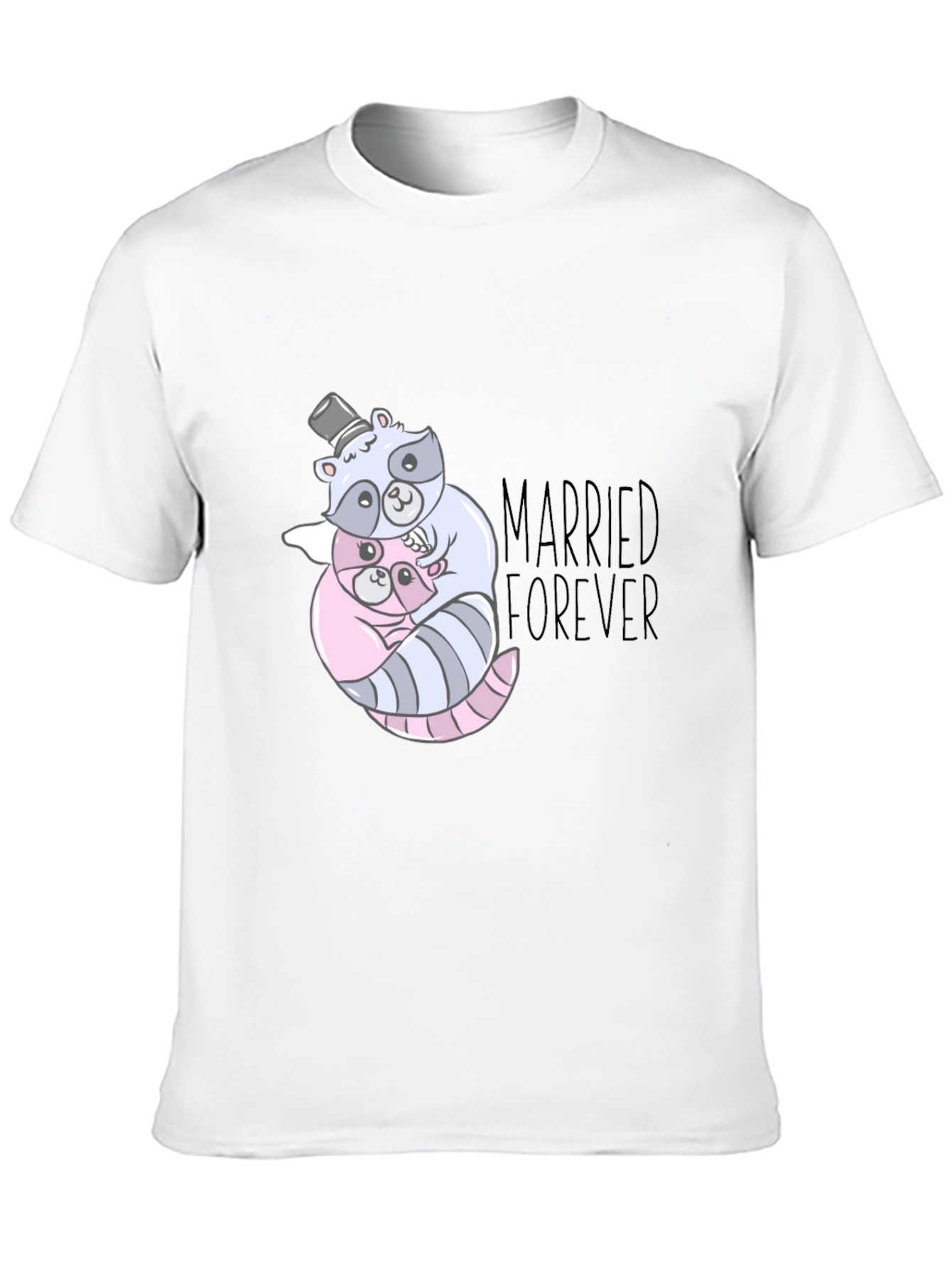 Married Forever Raccoon Couple Graphic Tee