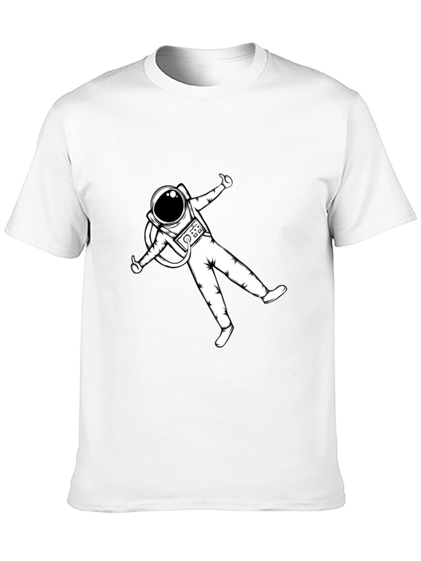 Astronaut Graphic Tee - Black Cotton Blend Casual T-Shirt