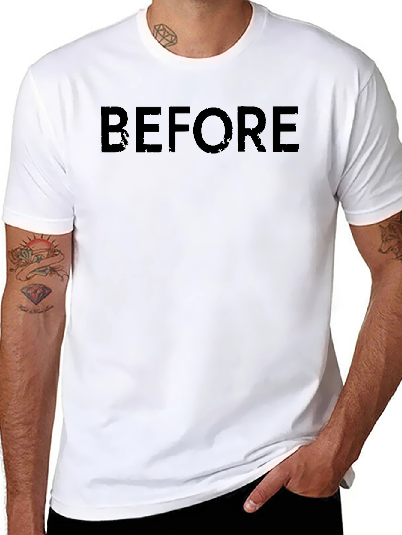 Mens Before Graphic Print Black T-Shirt