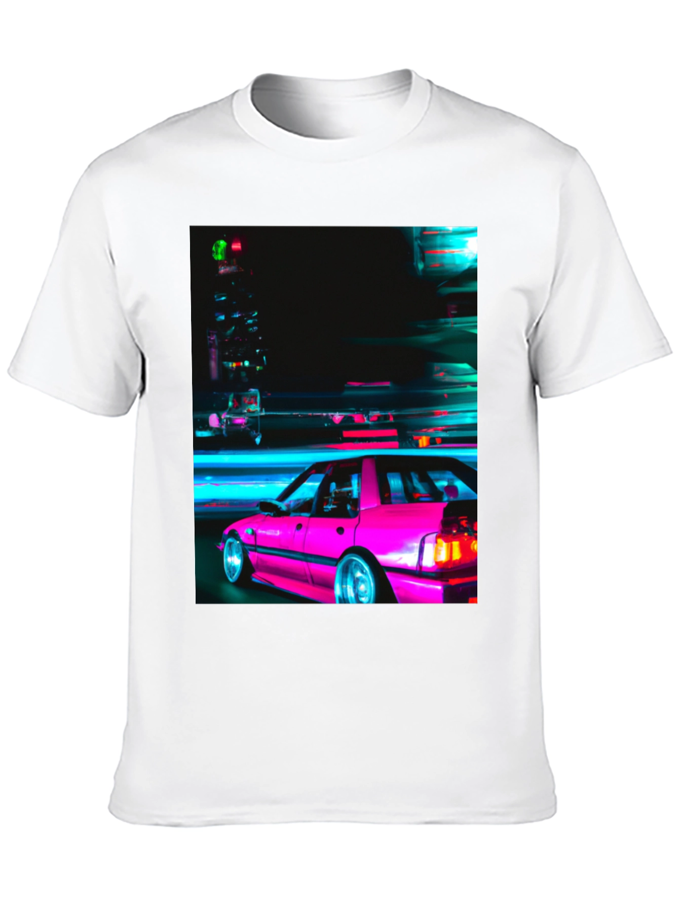 Retro Pink Car T-Shirt - Black Graphic Tee
