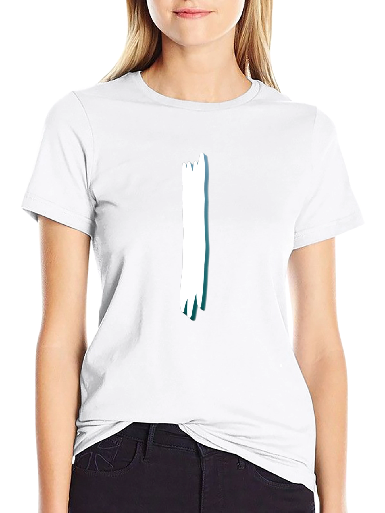 Black Tee with White Stripe Design