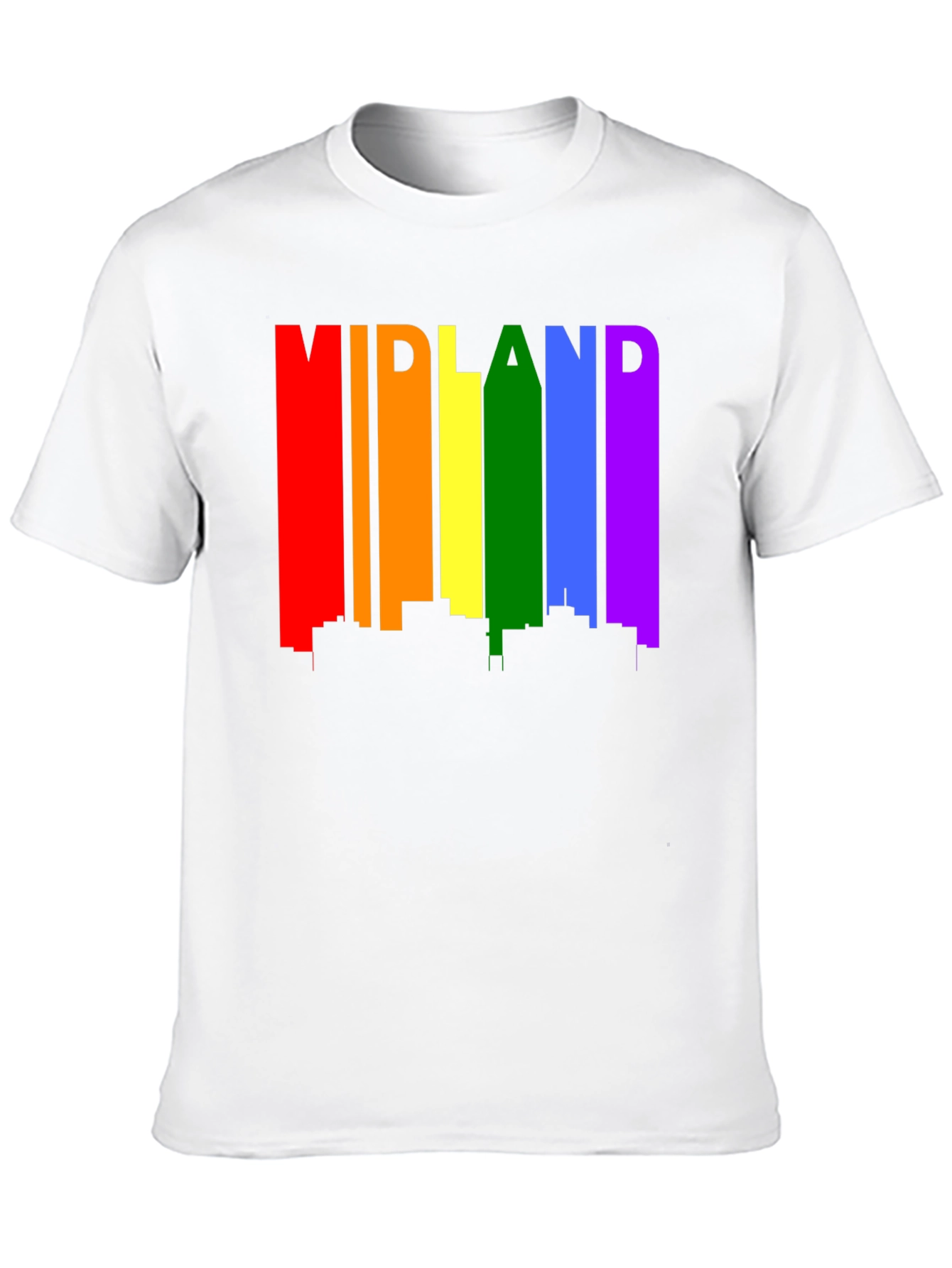 Midland Pride T-Shirt - Rainbow Cityscape Tee