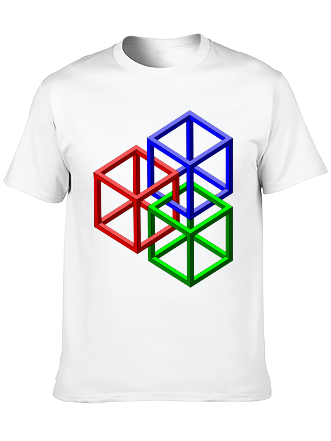 Impossible Cube Graphic Tee - Optical Illusion Art