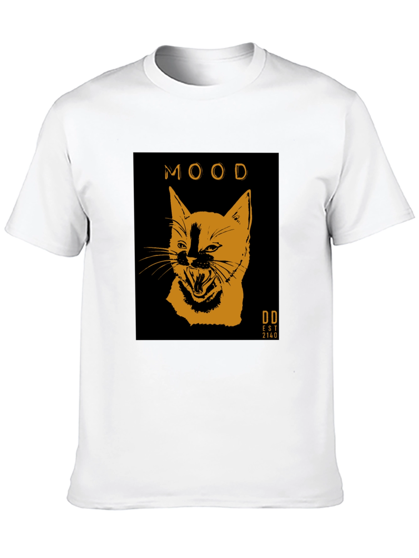 Mood Cat Graphic Tee - Trendy Black Cotton T-Shirt
