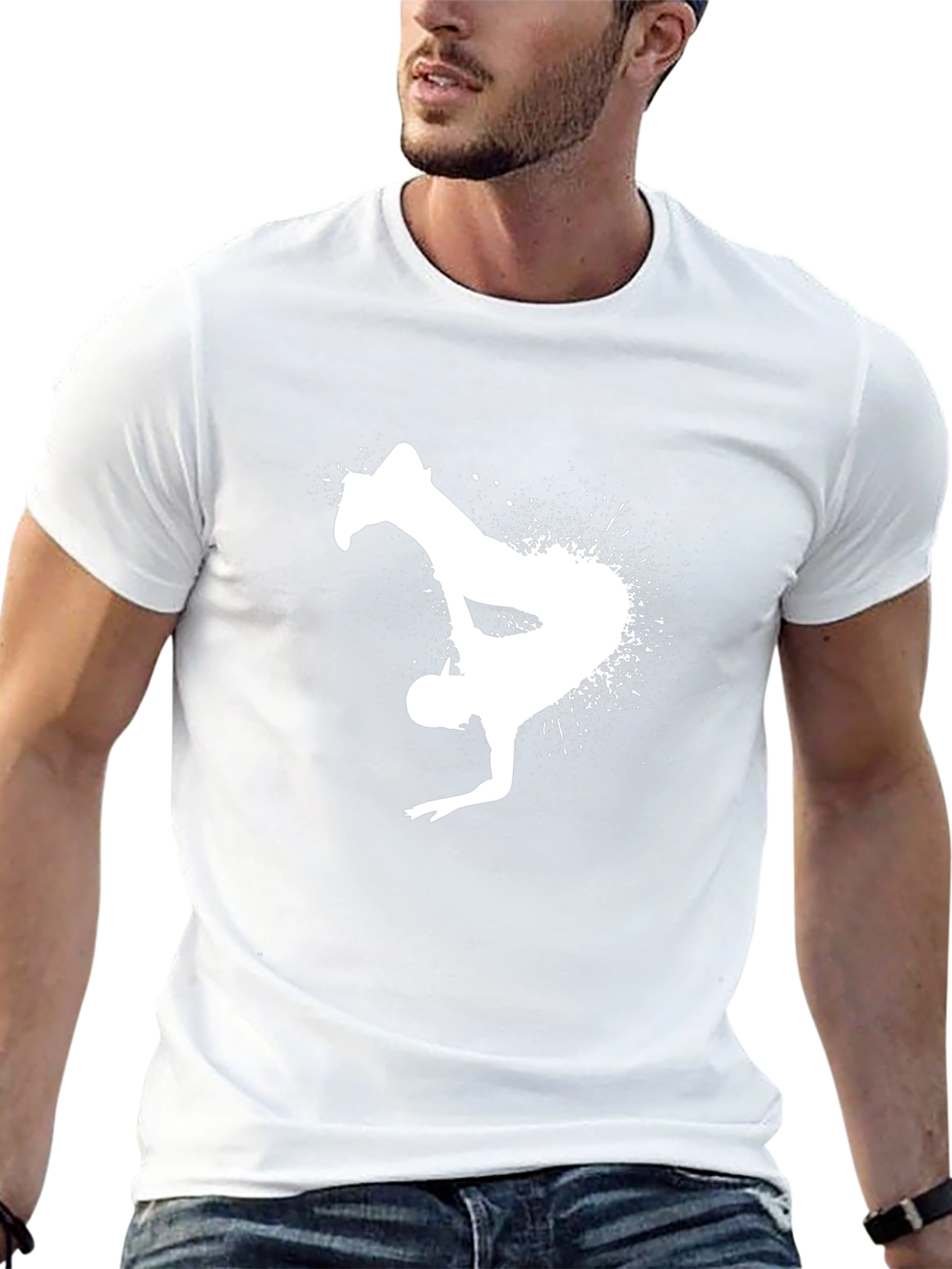 Black Tee with White Breakdancer Graphic