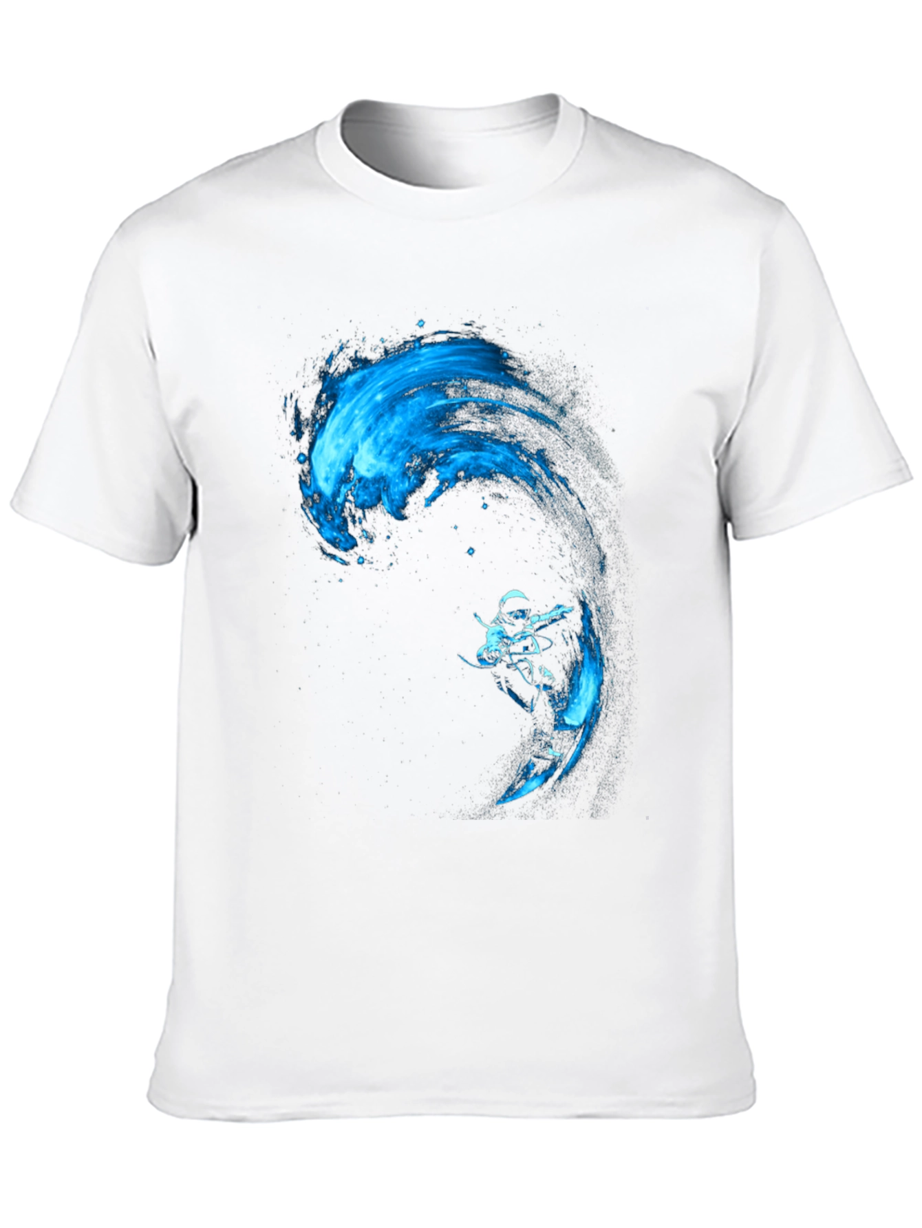 Black T-Shirt with Blue Water Rider Graphic