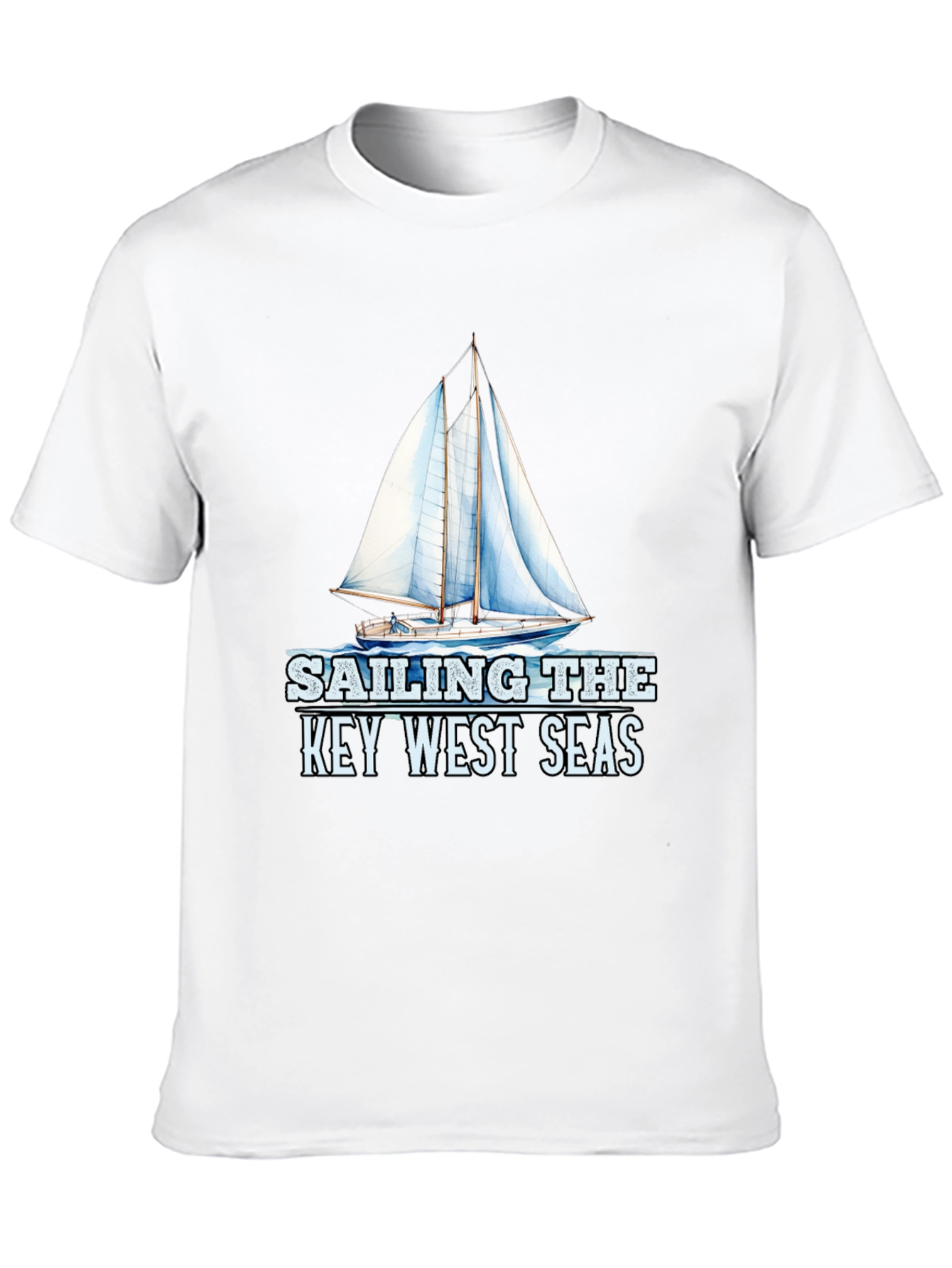 Sailing Key West Seas Black Graphic T-Shirt