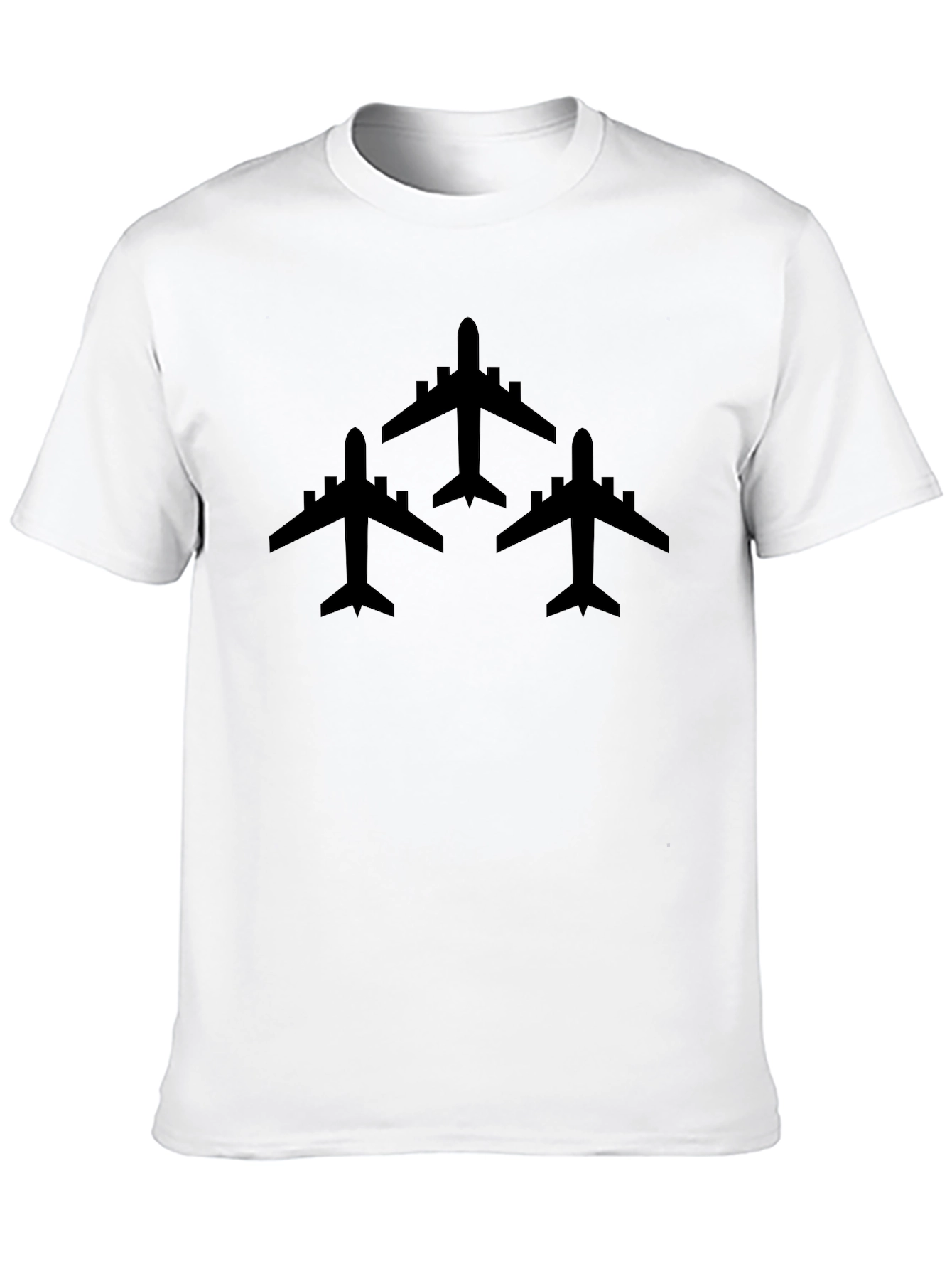 Airplane Silhouette Graphic Tee - Black Crew Neck