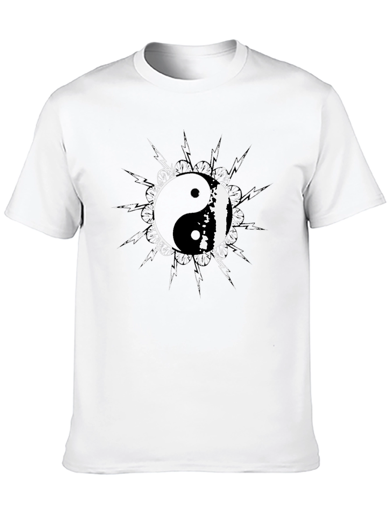 Yin Yang Symbol Graphic Tee - Black Cotton T-Shirt