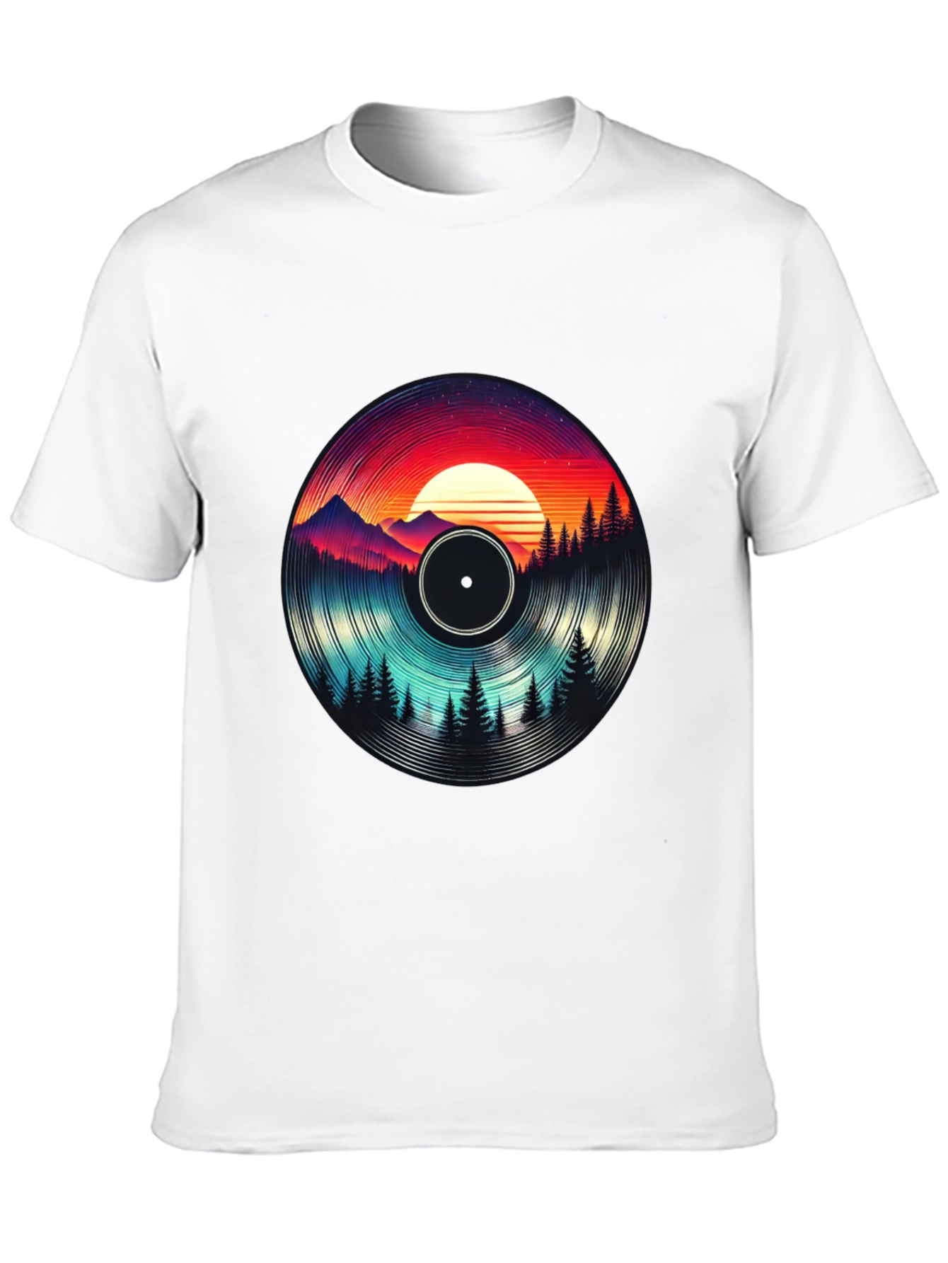 Retro Vinyl Record Landscape Graphic Tee