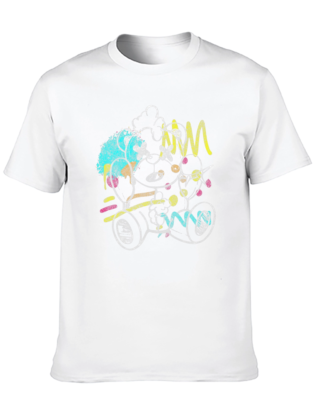 Abstract Teddy Bear Graphic Black T-Shirt