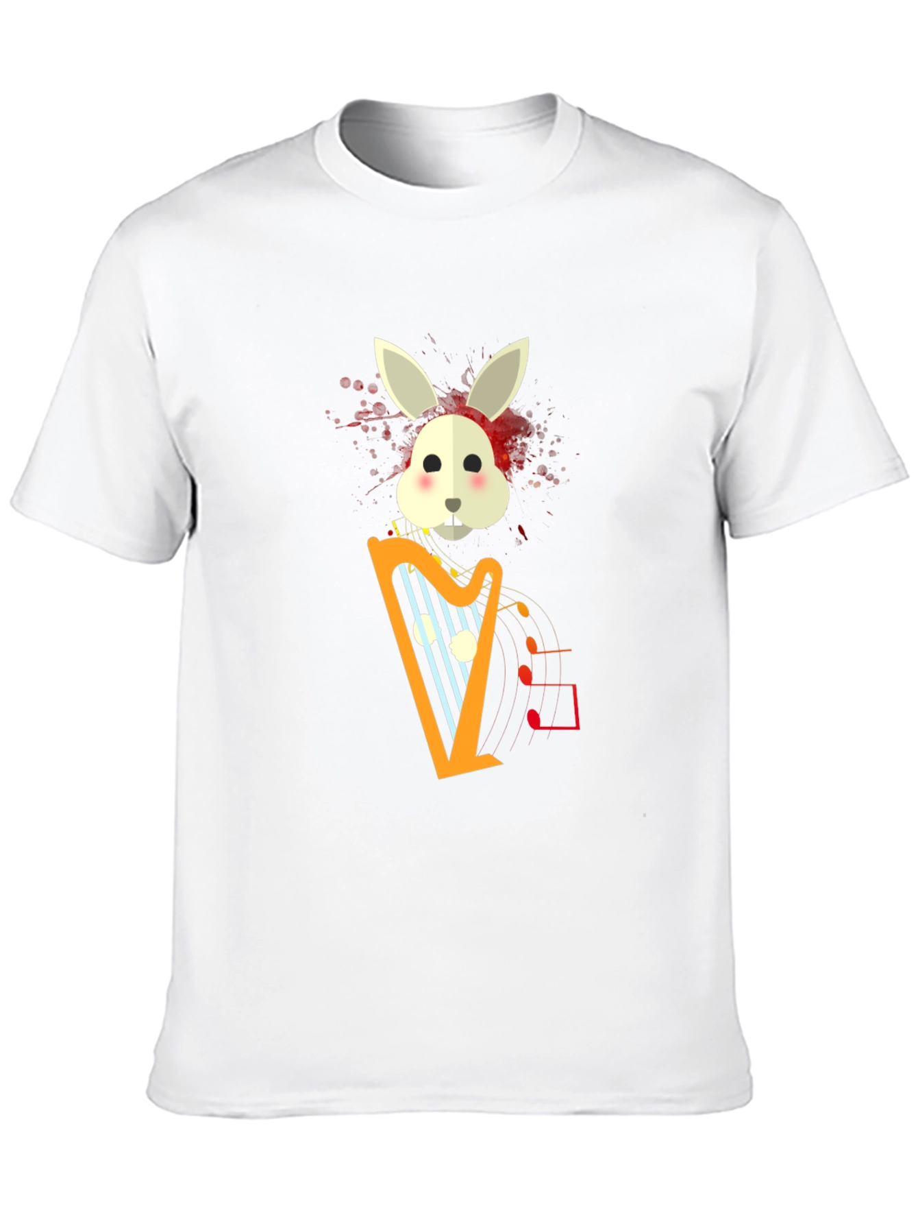 Musical Bunny Graphic Tee - Black Cotton Comfort