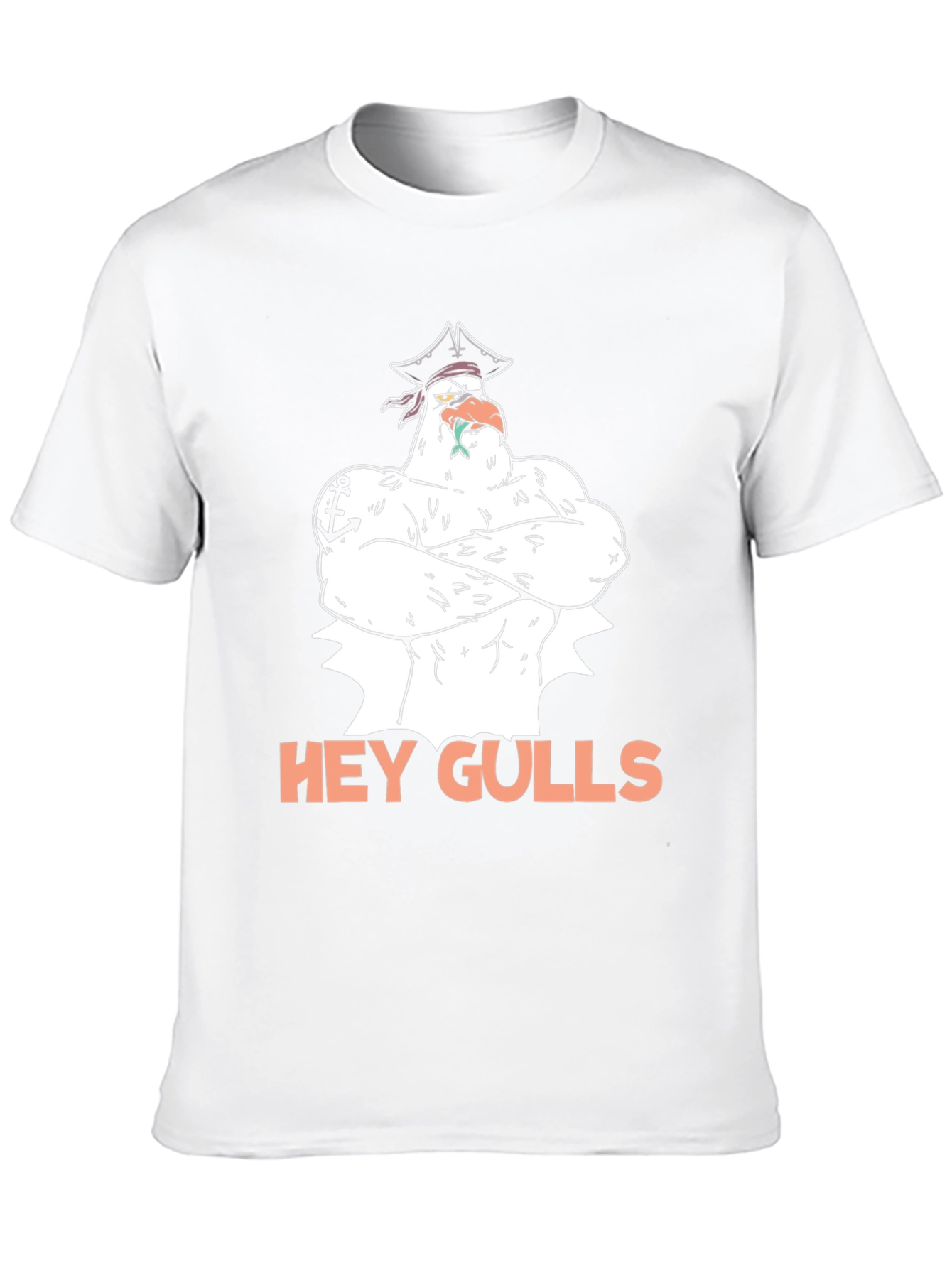 Hey Gulls! Pirate Seagull Black Graphic Tee