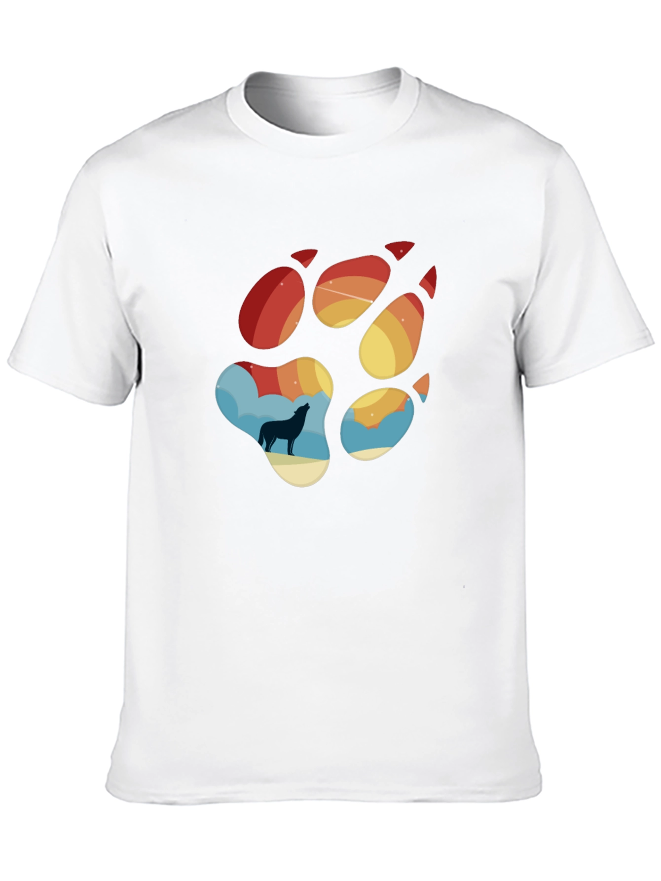 Wolf Paw Print T-Shirt - Mens Black Tee