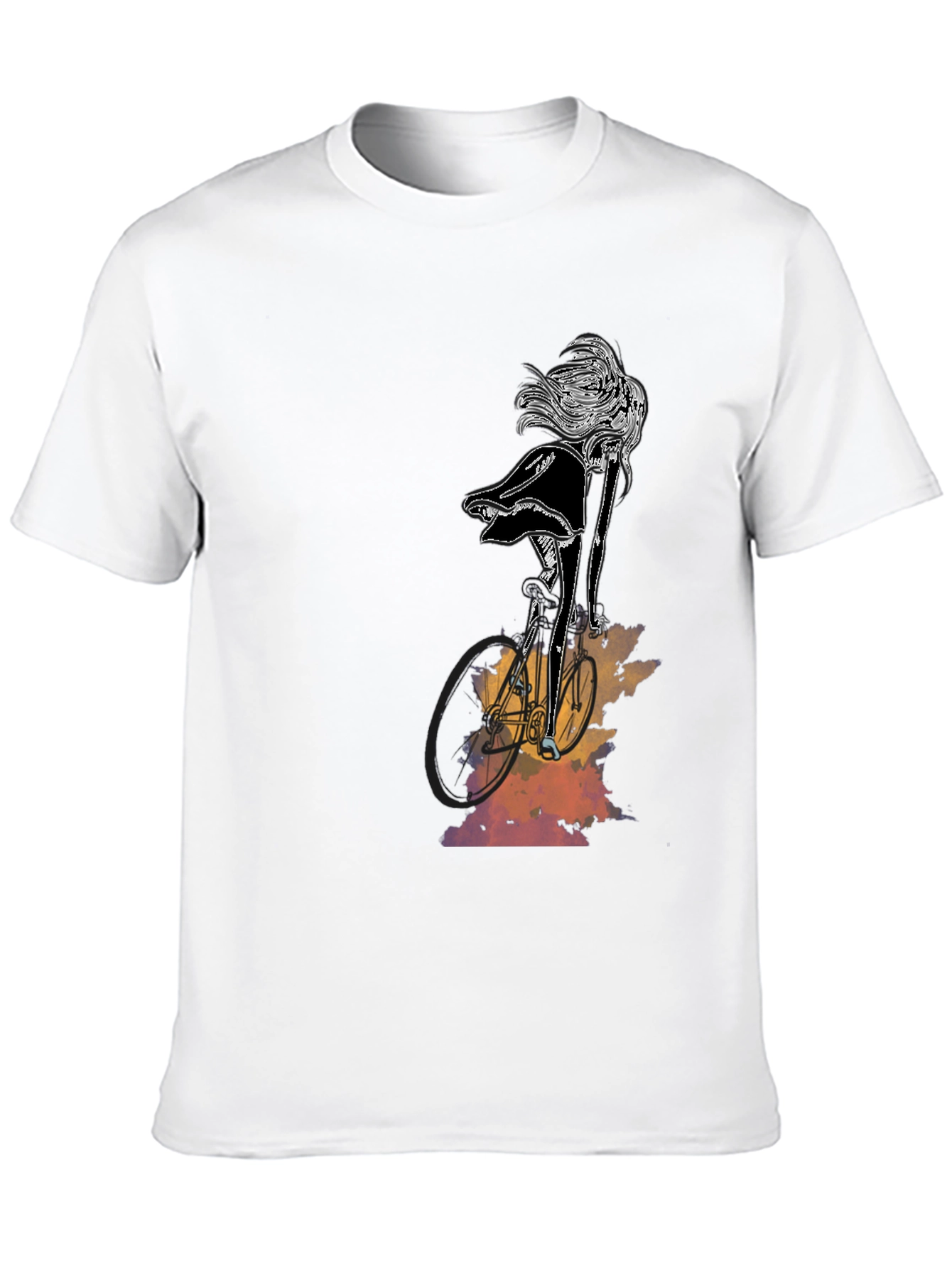 Stylish Black Graphic Tee - Woman on Bike