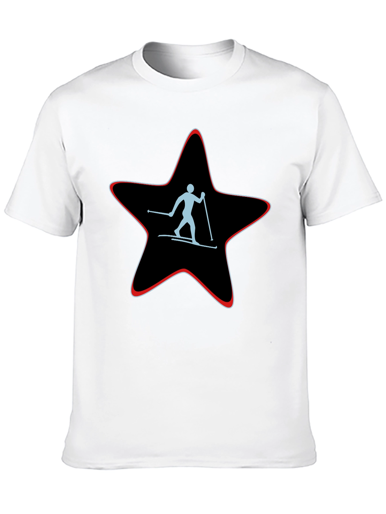 Skiing Star Graphic Tee - Black Cotton T-Shirt