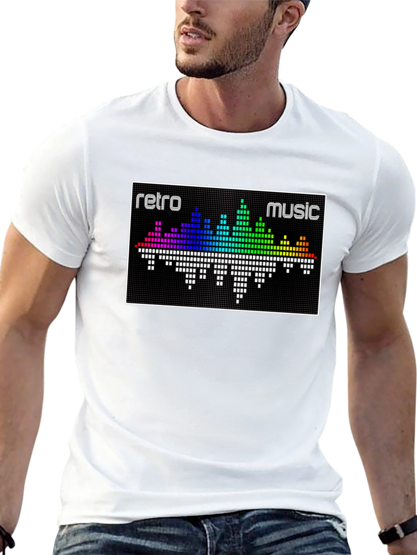Retro Music Graphic T-Shirt - Pixelated Equalizer Design