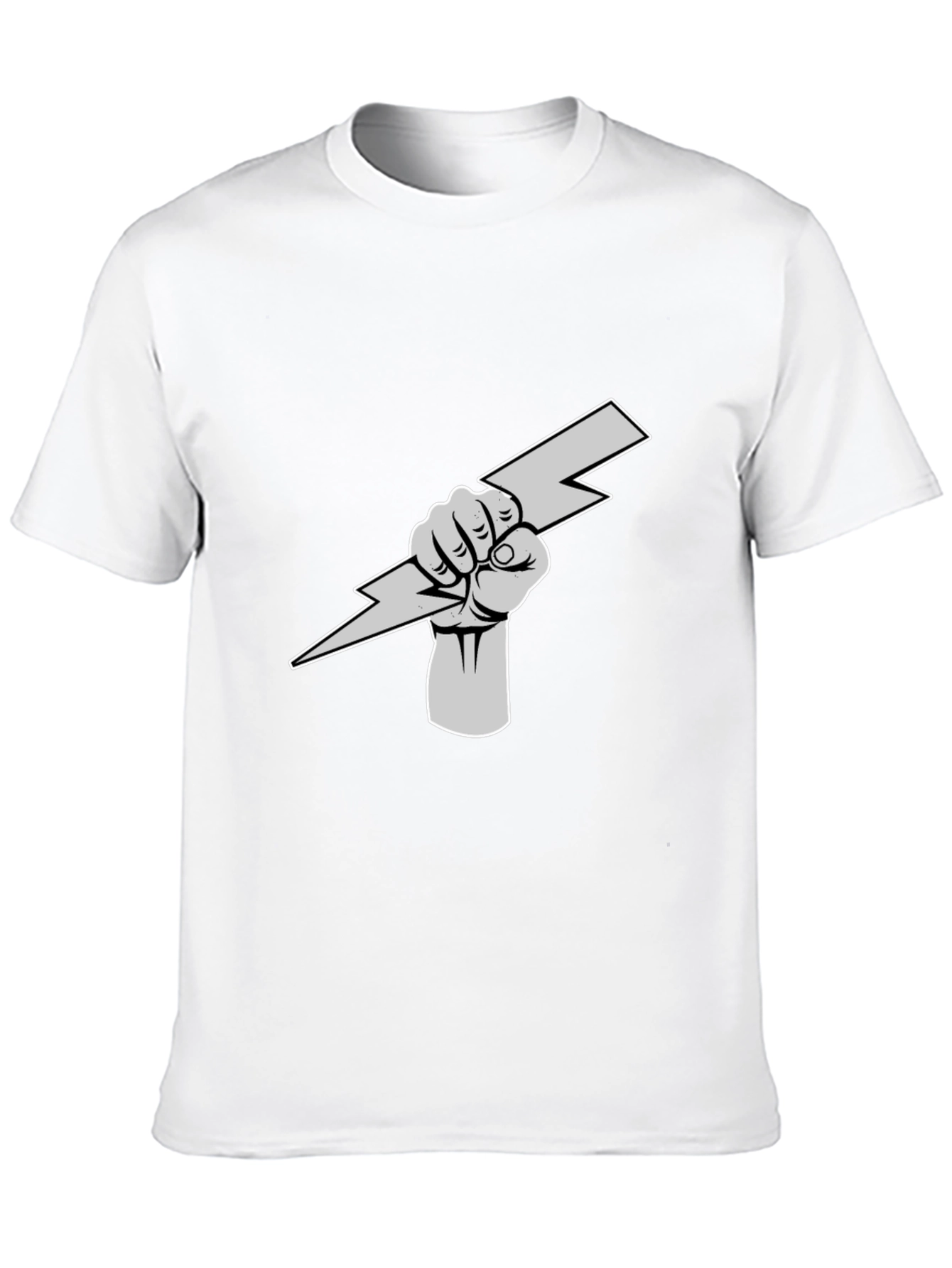 Lightning Bolt Fist Graphic Tee - Black Cotton Shirt