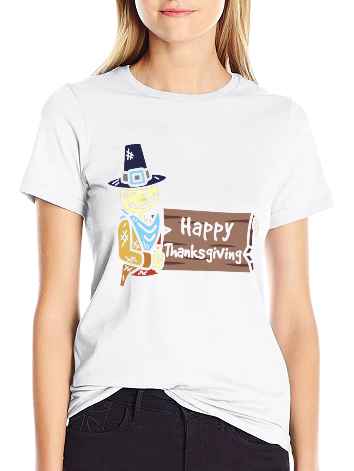 Happy Thanksgiving T-Shirt - Black Cotton Tee