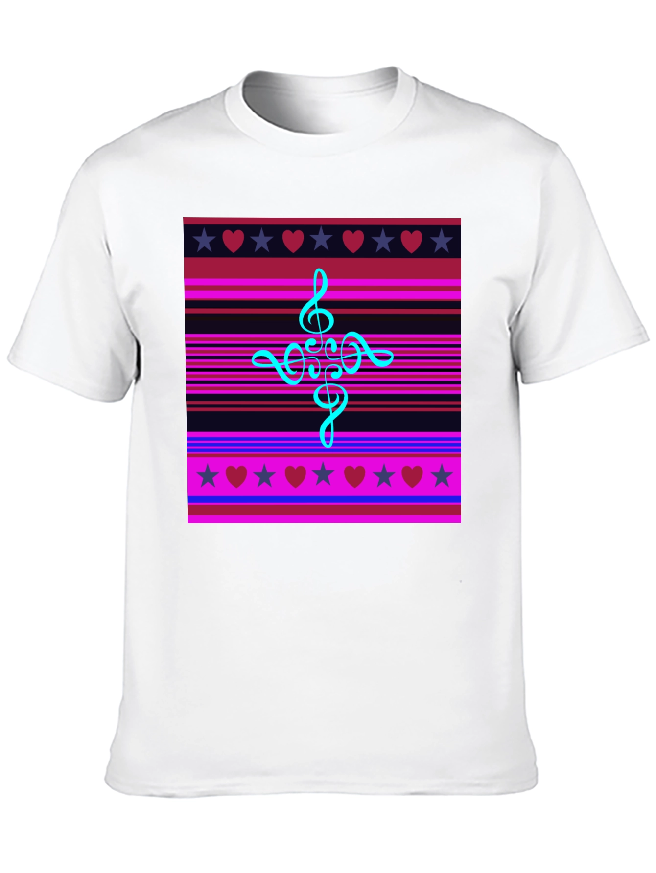 Music Heart Star Striped Graphic Tee
