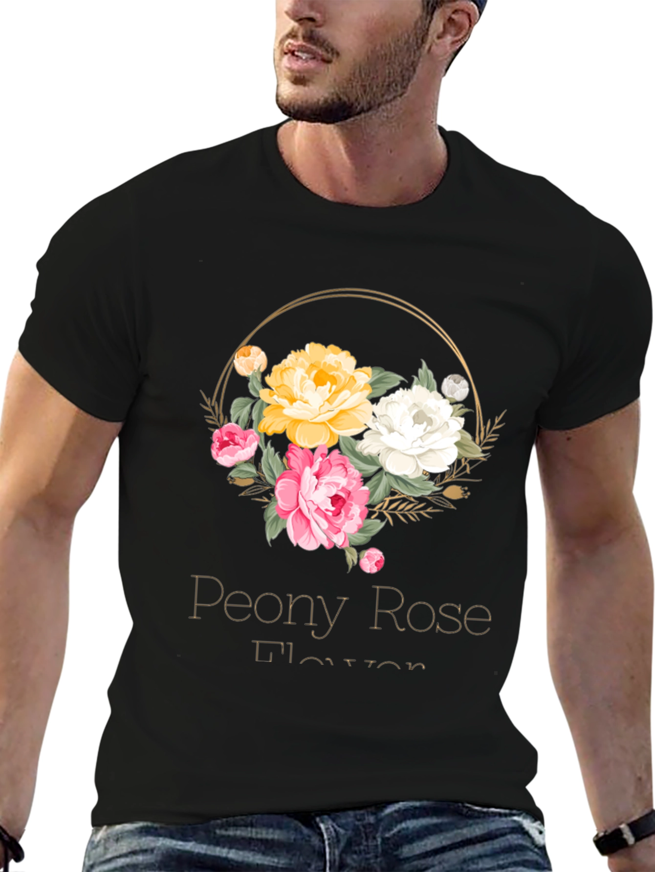 Peony Rose Flower T-Shirt Floral Graphic Tee