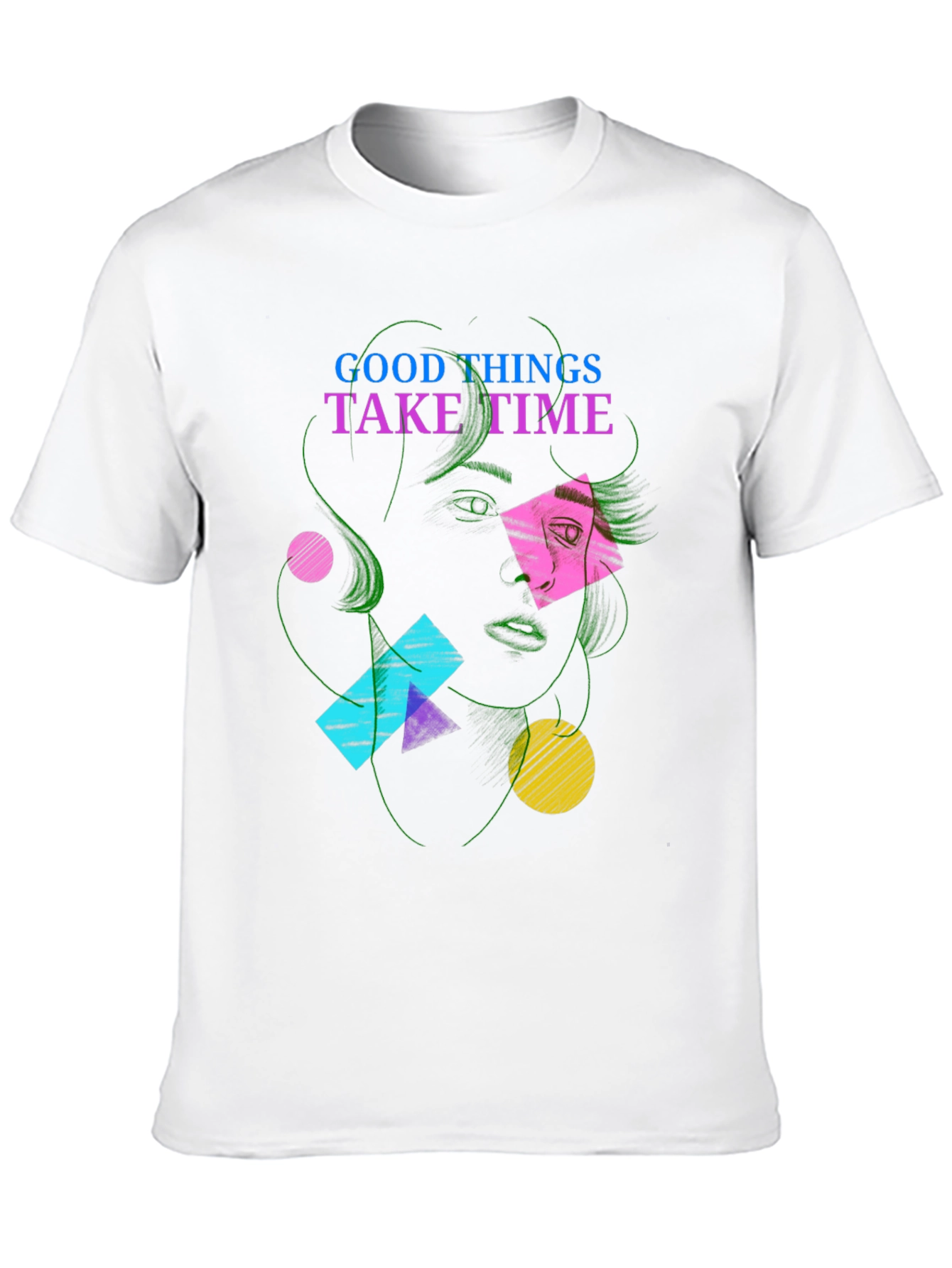 Abstract Face Graphic Tee - Good Things Take Time