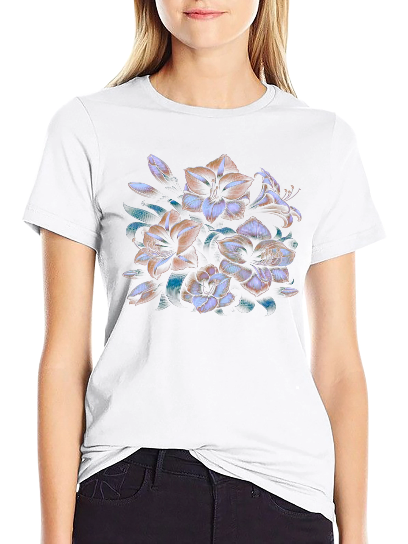 Floral Print Black T-Shirt - Stylish Casual Wear