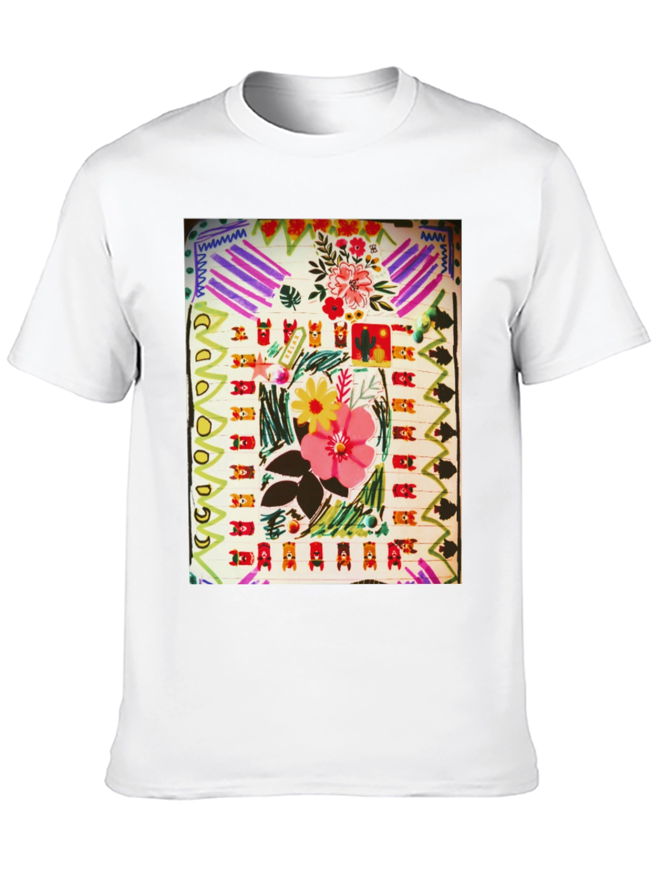Abstract Floral Graphic Print Black T-Shirt