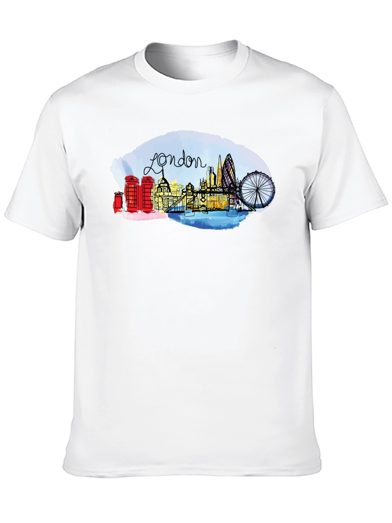 London Skyline Graphic Tee - Black Cotton Blend