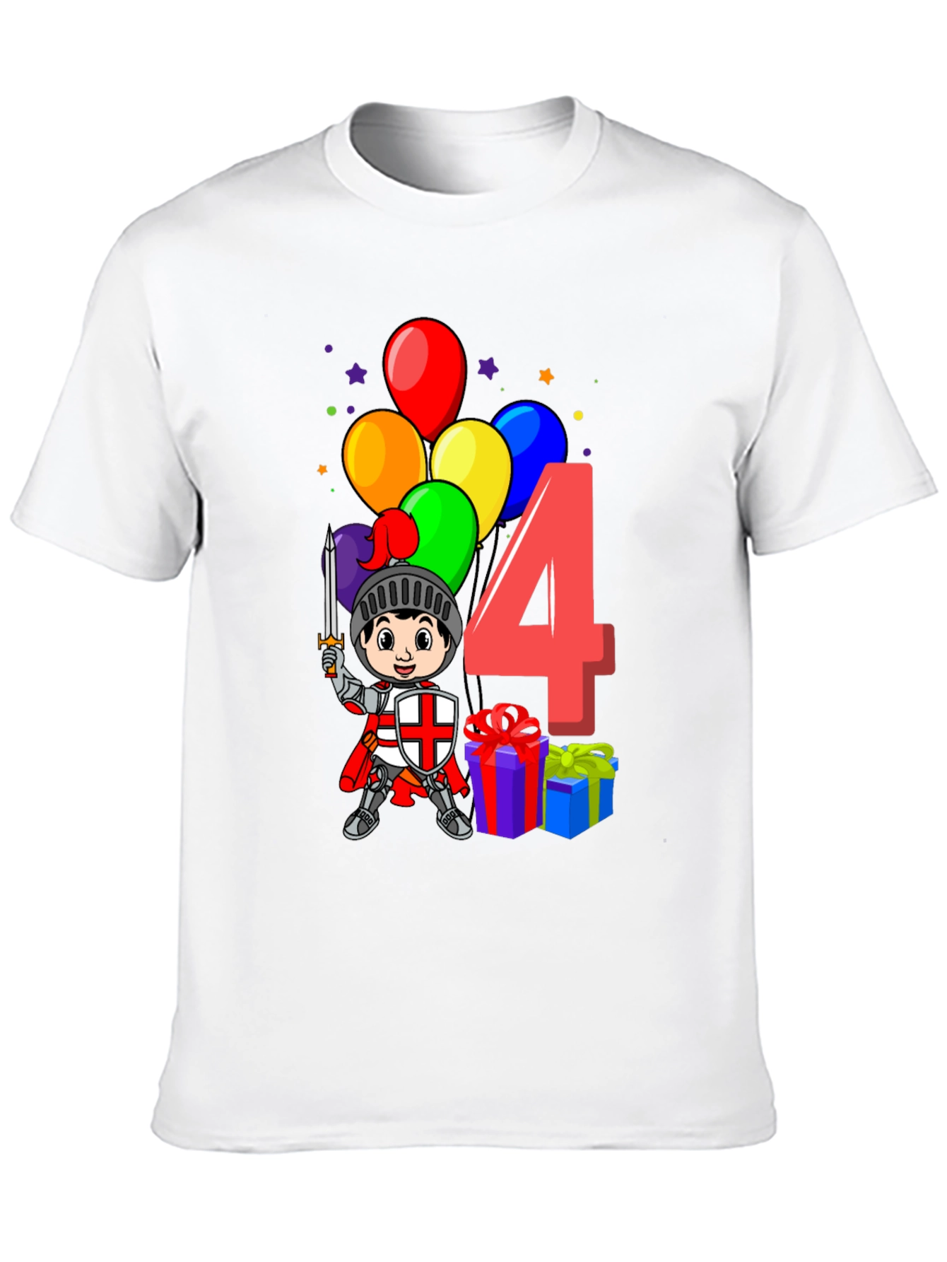 Kids Birthday Knight Number 4 T-Shirt