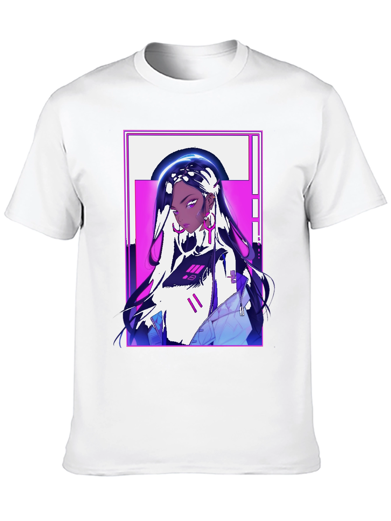 Anime Girl Graphic Print Black Tee
