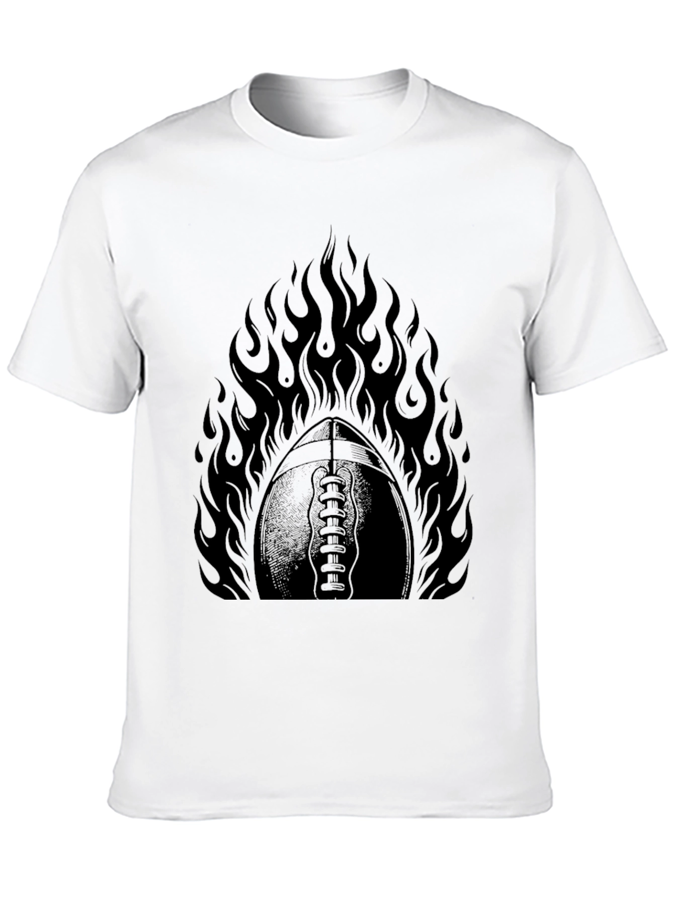 Fiery Football Graphic Tee - Black Cotton