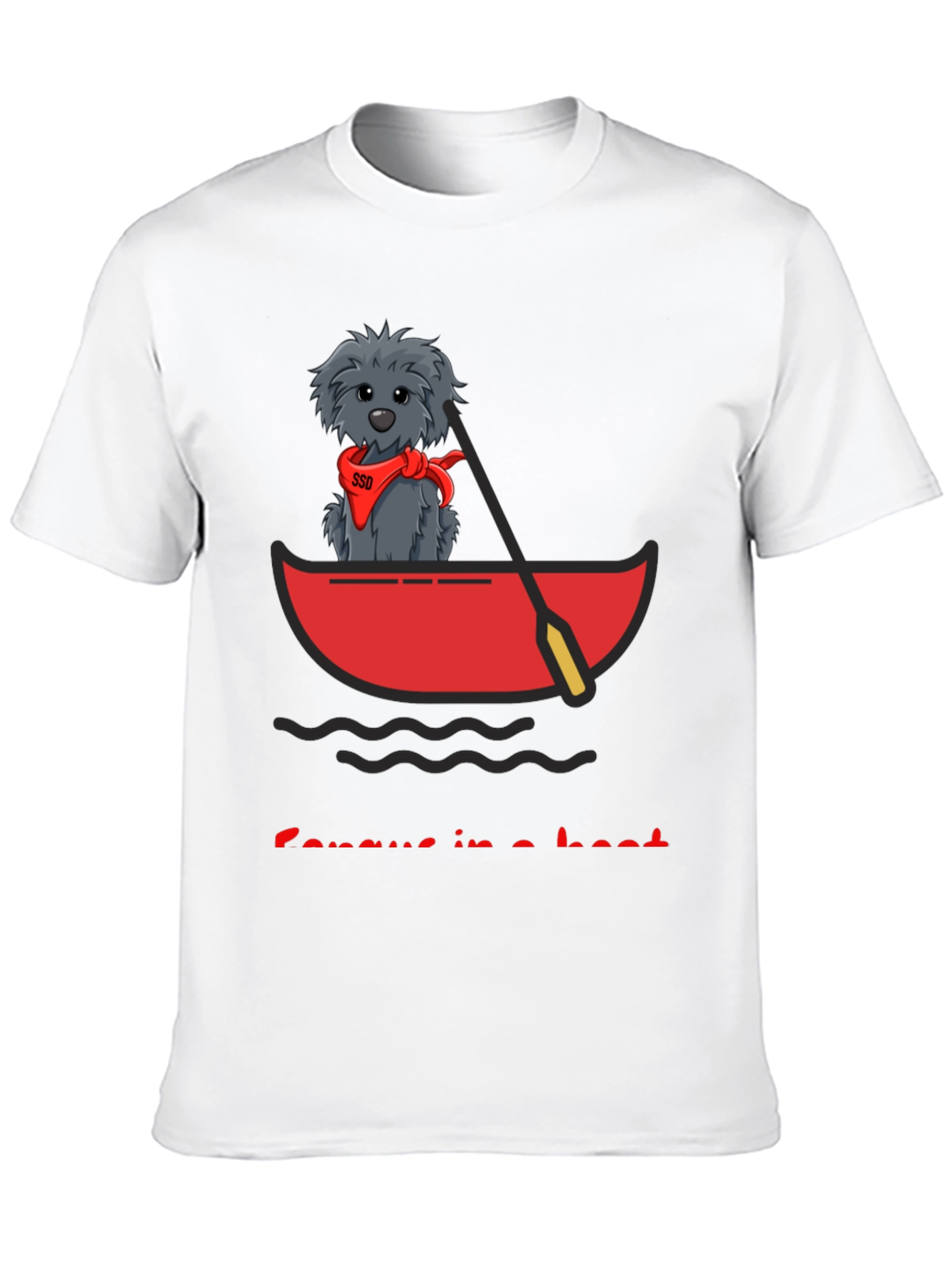 Dog in Boat T-Shirt - Cartoon Graphic Tee