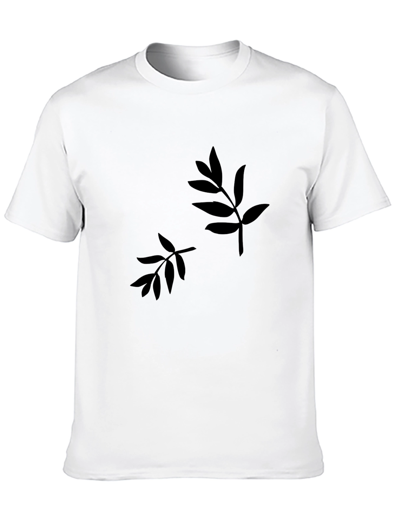 Minimalist Leaf Design Black T-Shirt