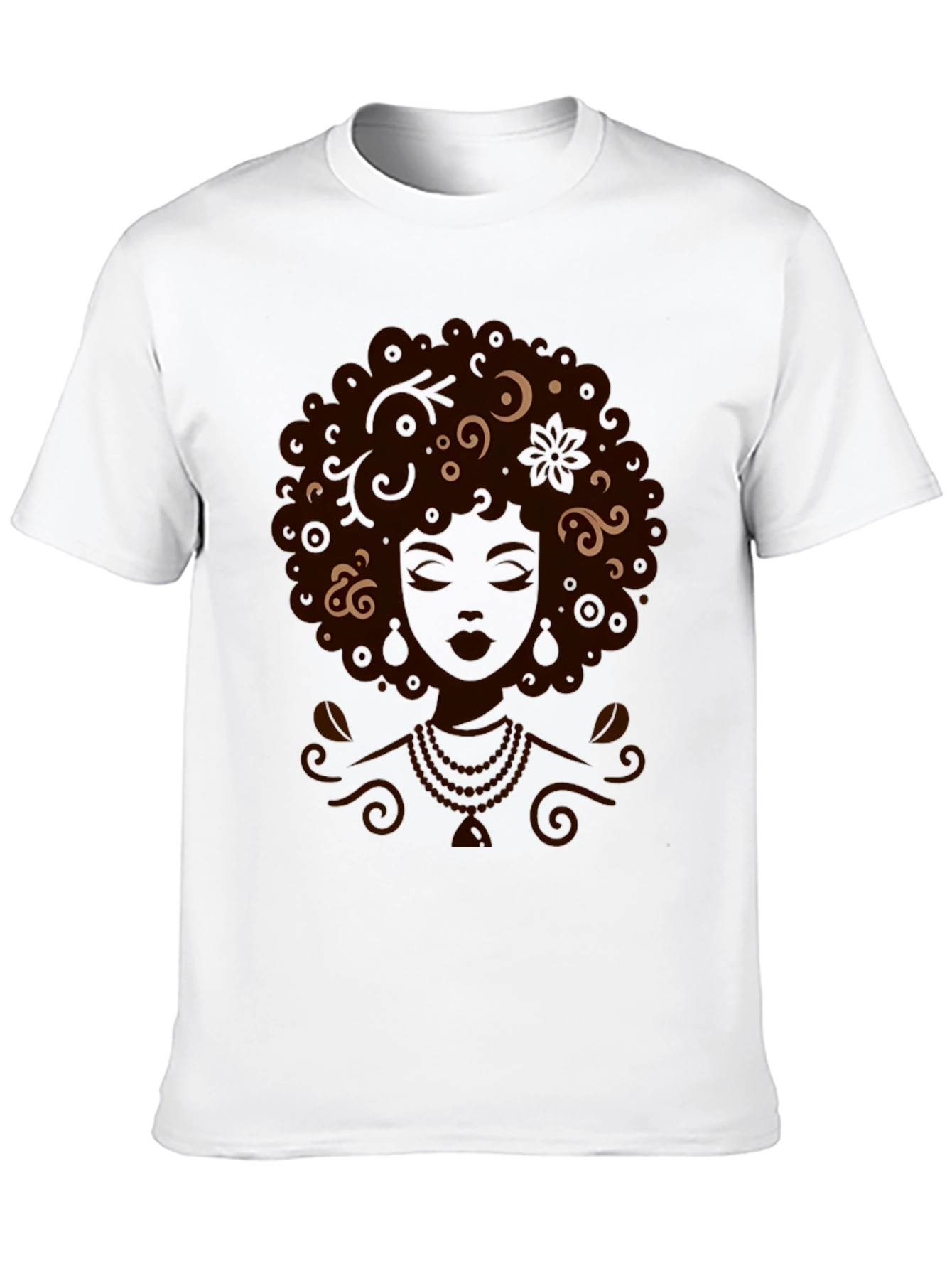 Black Graphic Tee - Afro Woman Art