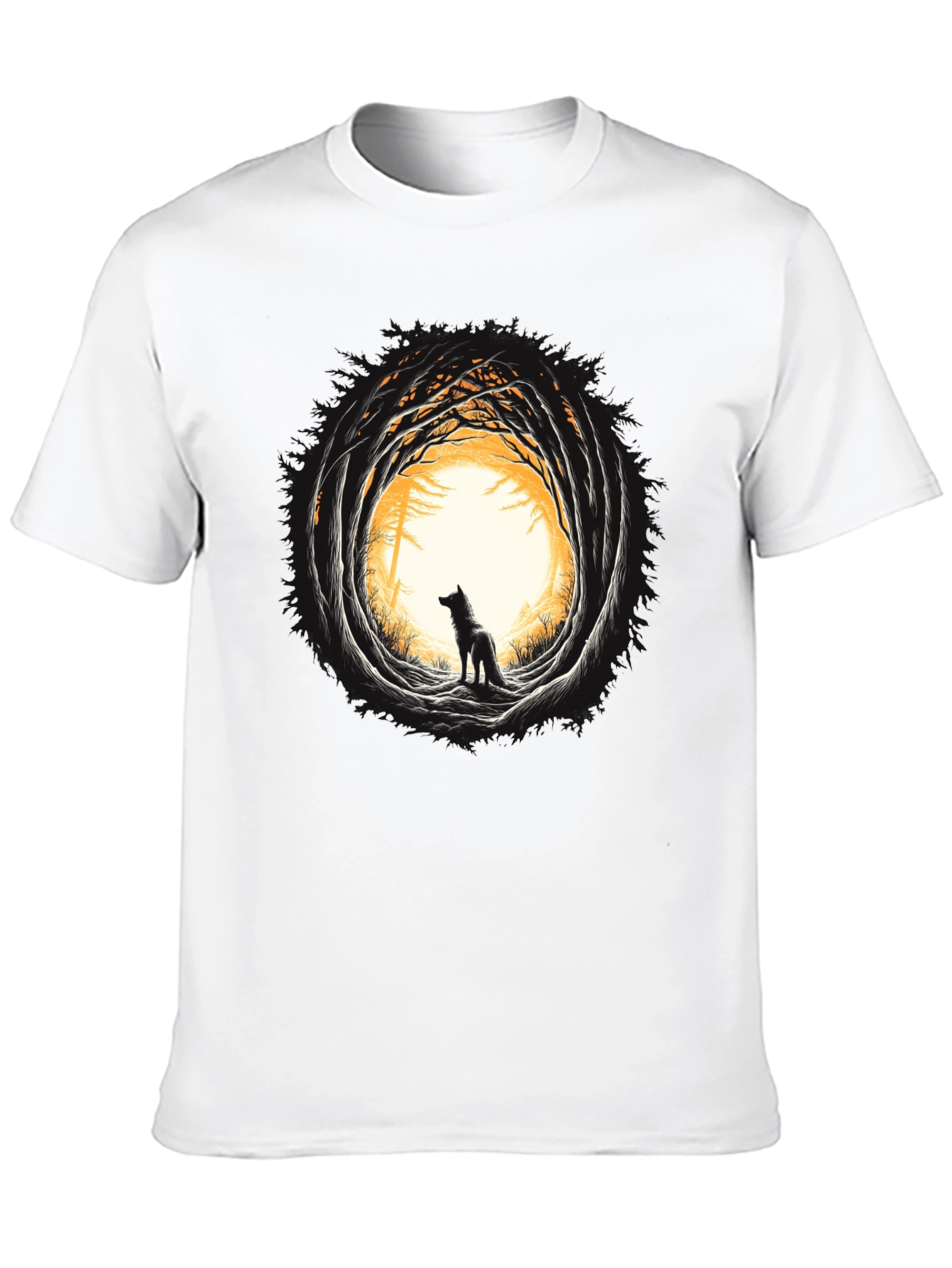 Wolf Silhouette Graphic Black T-Shirt