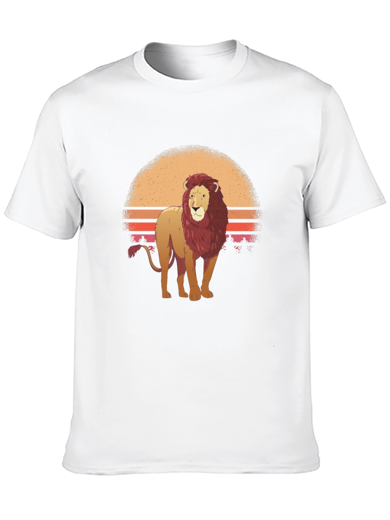 Lion Sunset Graphic Tee - Cool Animal Print Shirt