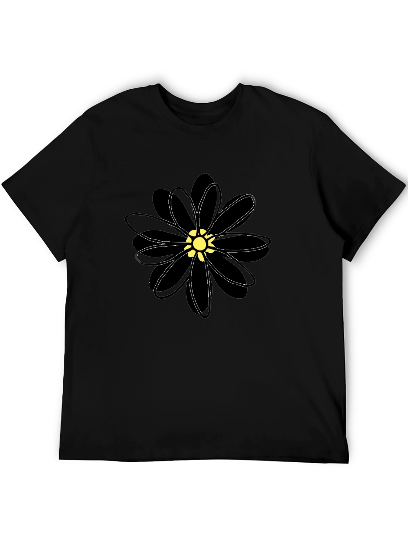Black Flower Graphic Tee - Stylish Casual Wear