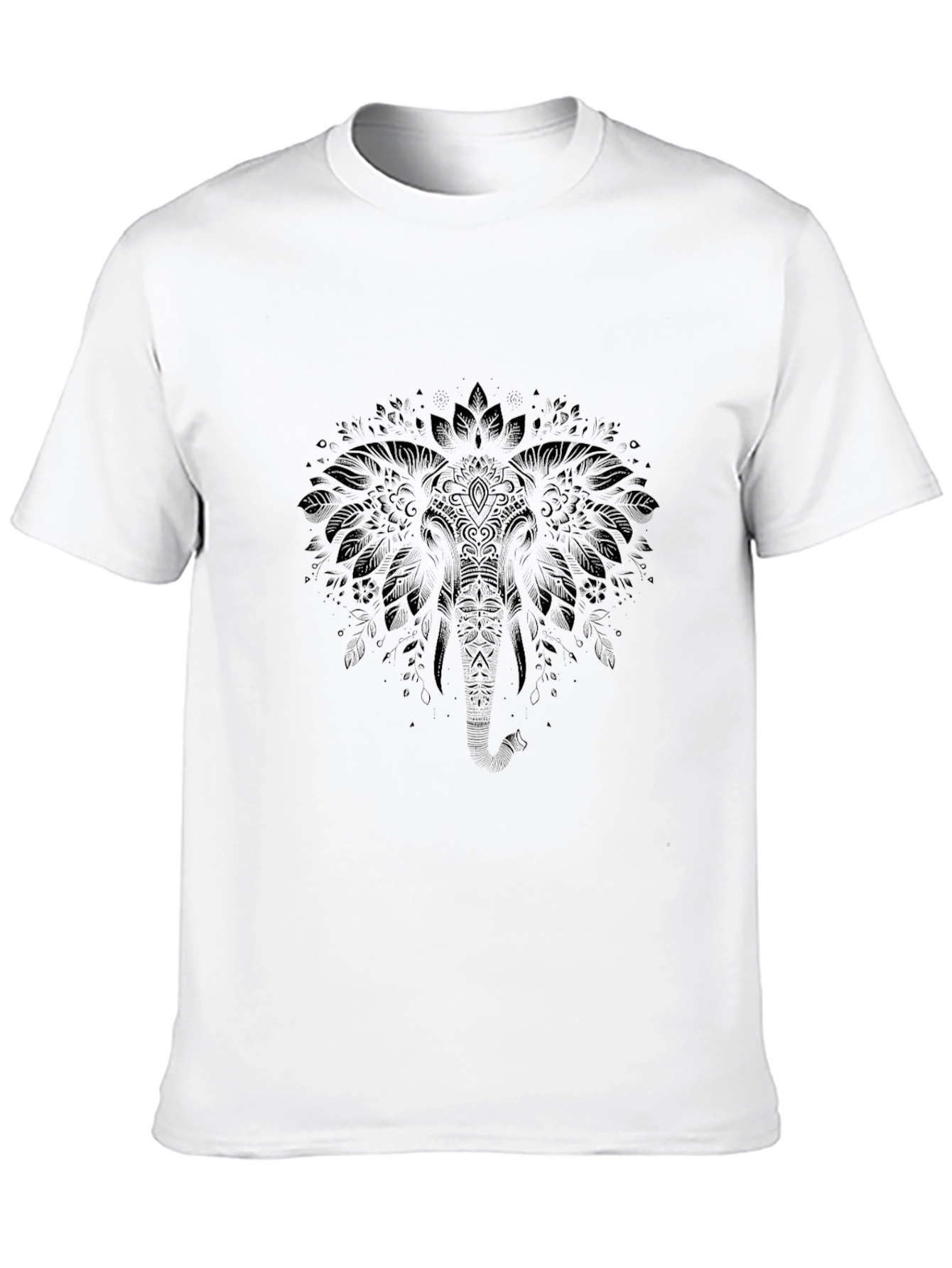 Elephant Mandala Graphic Tee - Black