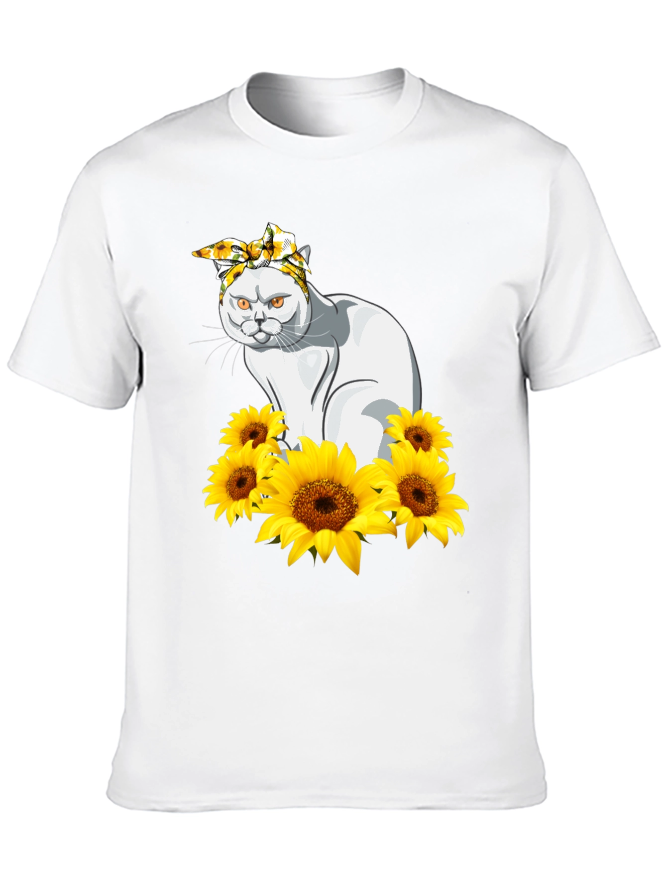 Cat Sunflower T-Shirt - Black Graphic Tee