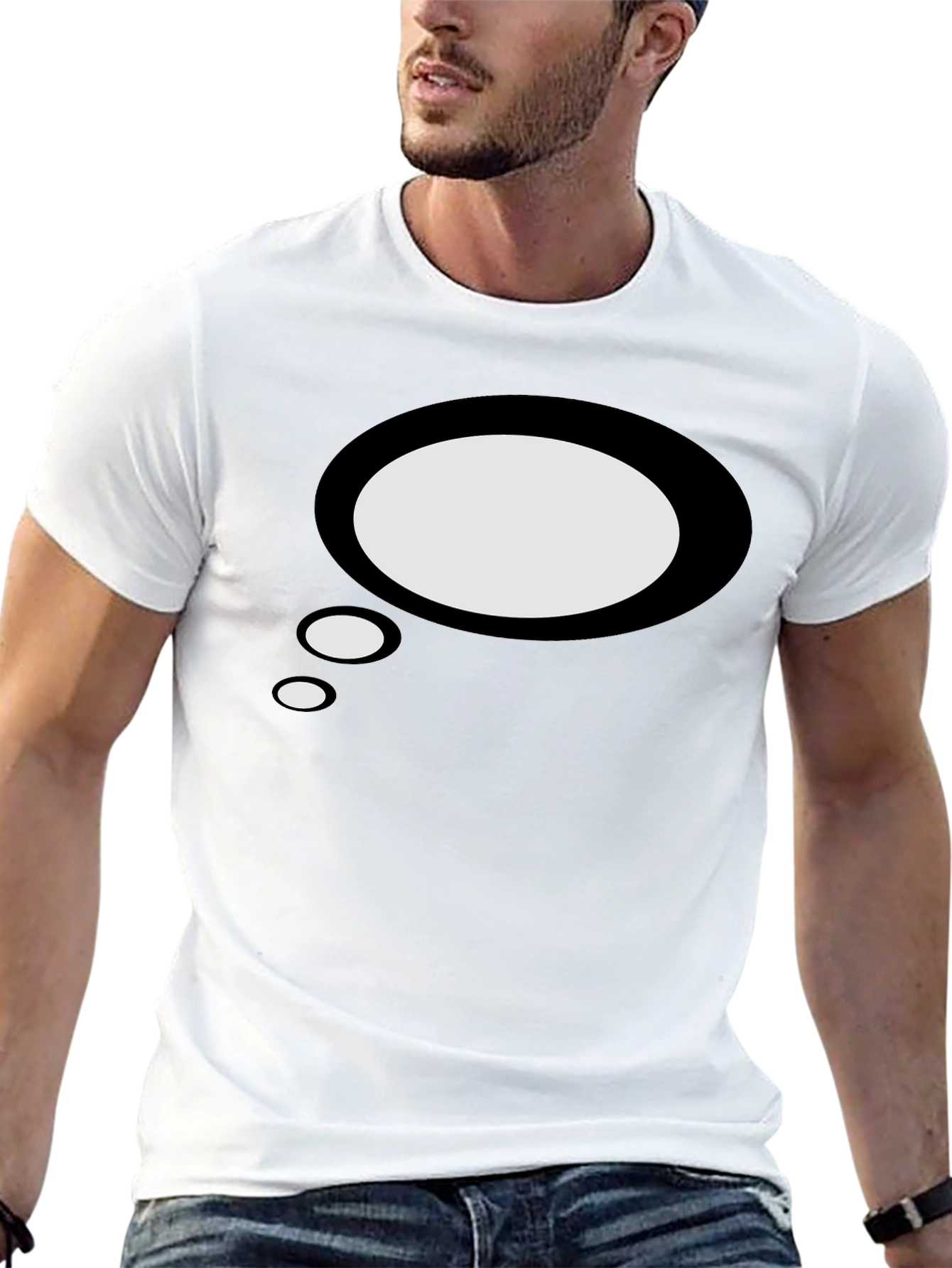 Mens Black T-Shirt with Speech Bubble Graphic