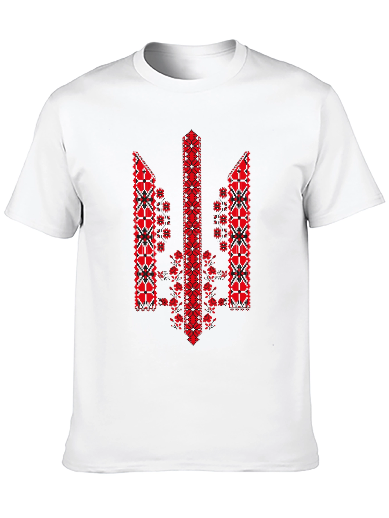 Ukrainian Trident Embroidered Black T-Shirt