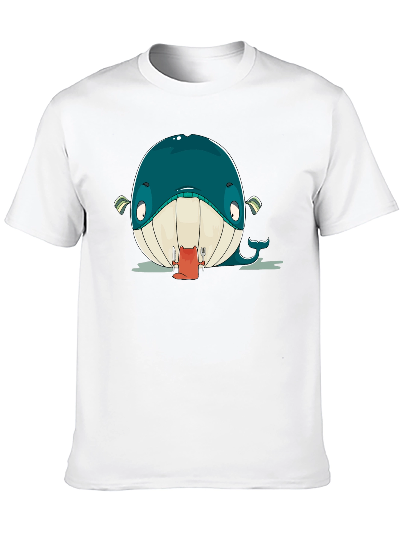 Cartoon Whale Graphic Black T-Shirt