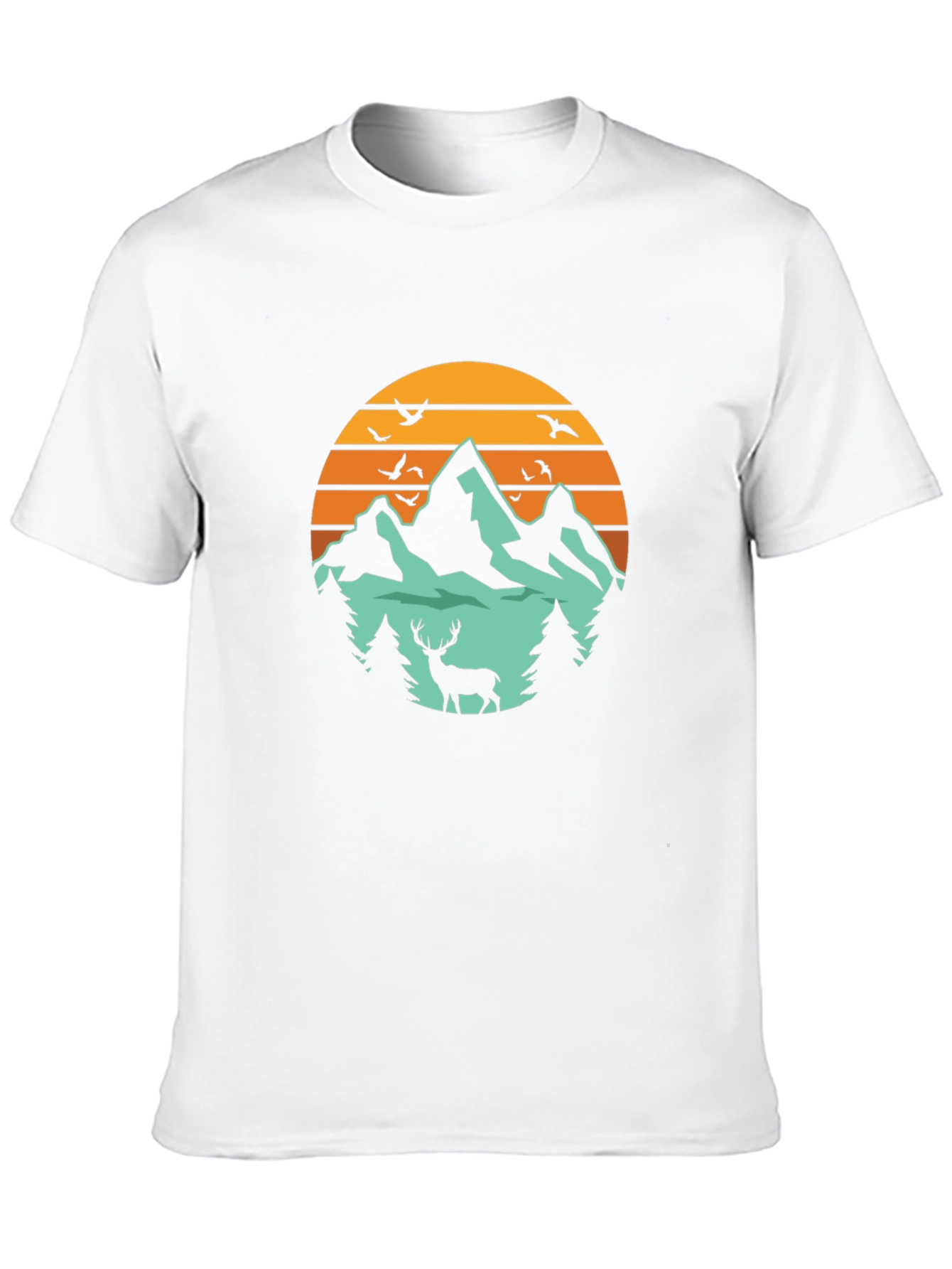 Mountain & Deer Graphic Tee - Nature Lovers T-Shirt