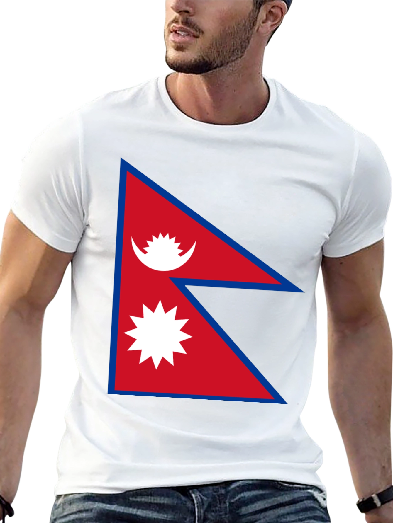 Nepal Flag Graphic T-Shirt - Black Cotton Tee