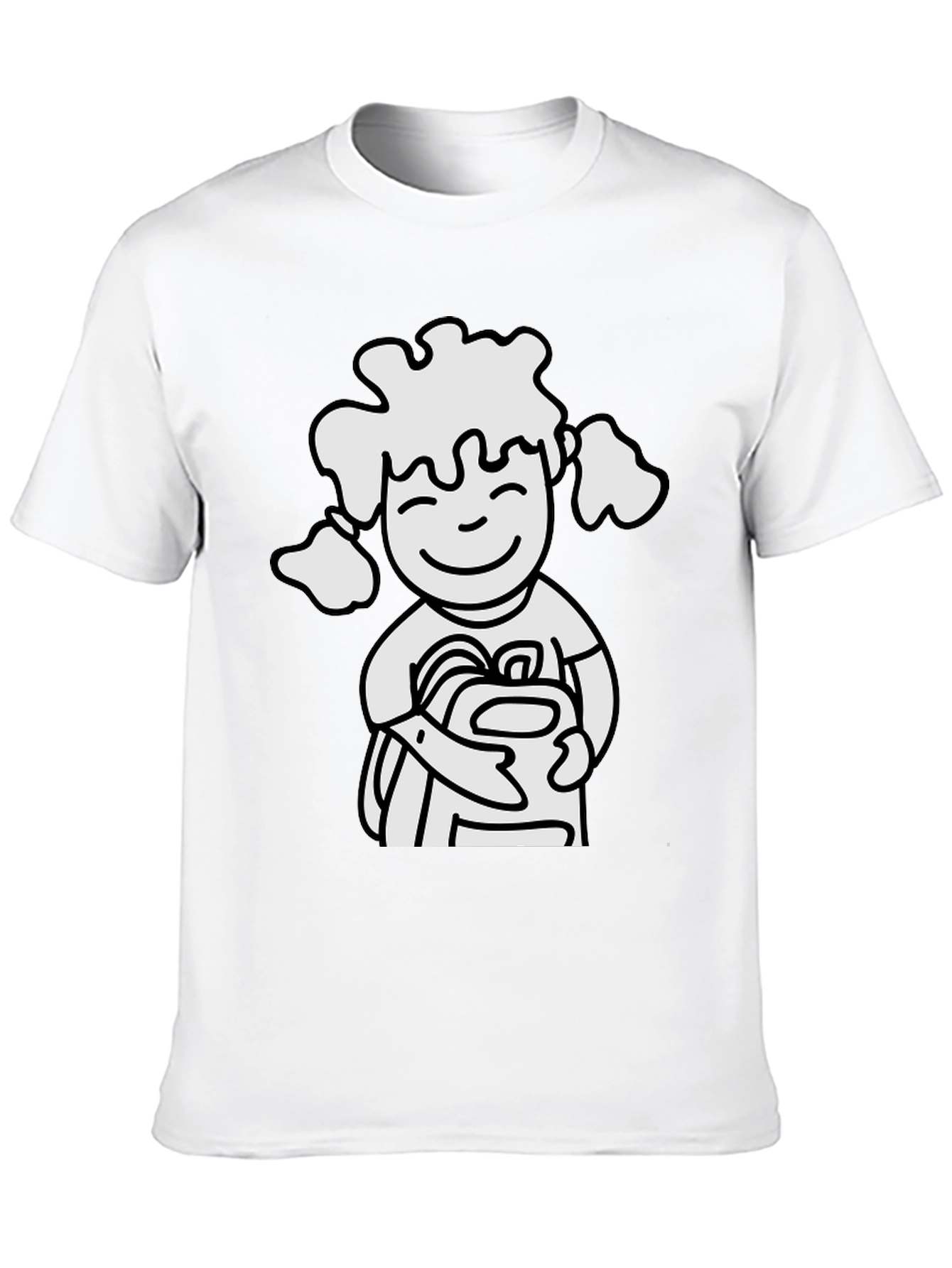 Cartoon Girl Graphic Black T-Shirt