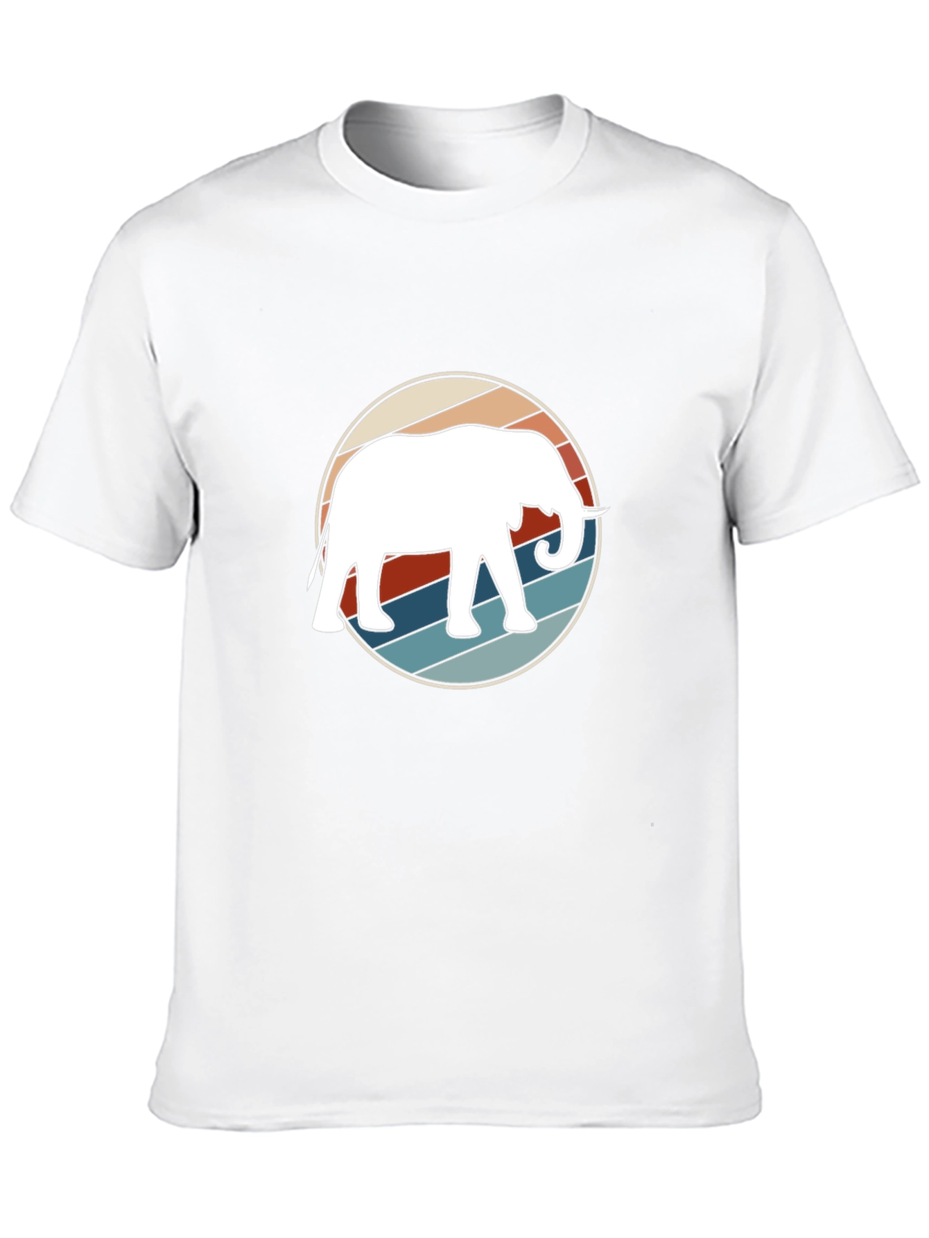 Retro Elephant Graphic Tee - Black Cotton Casual Shirt