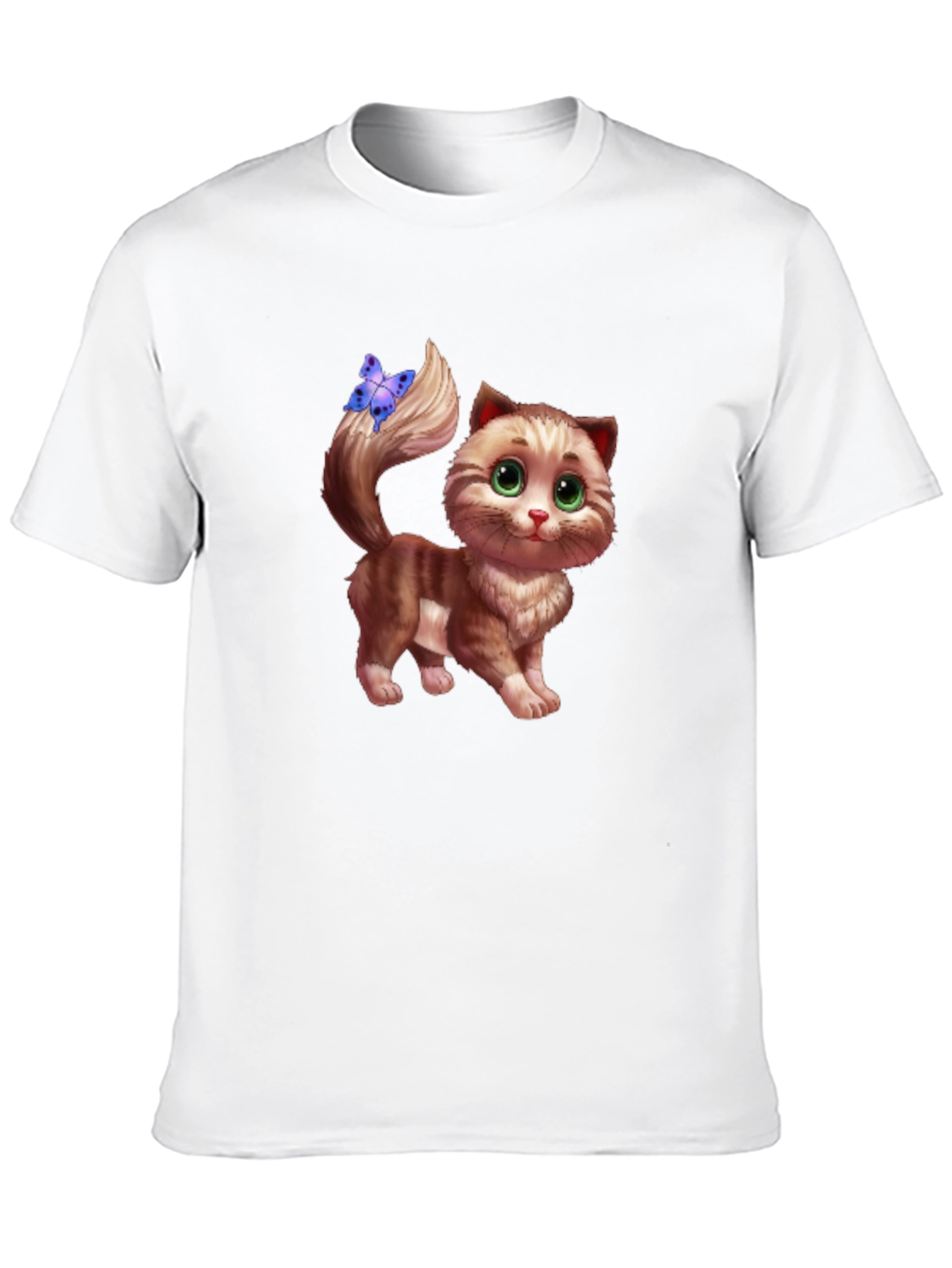 Cute Cartoon Cat Graphic Tee - Unisex Black T-Shirt