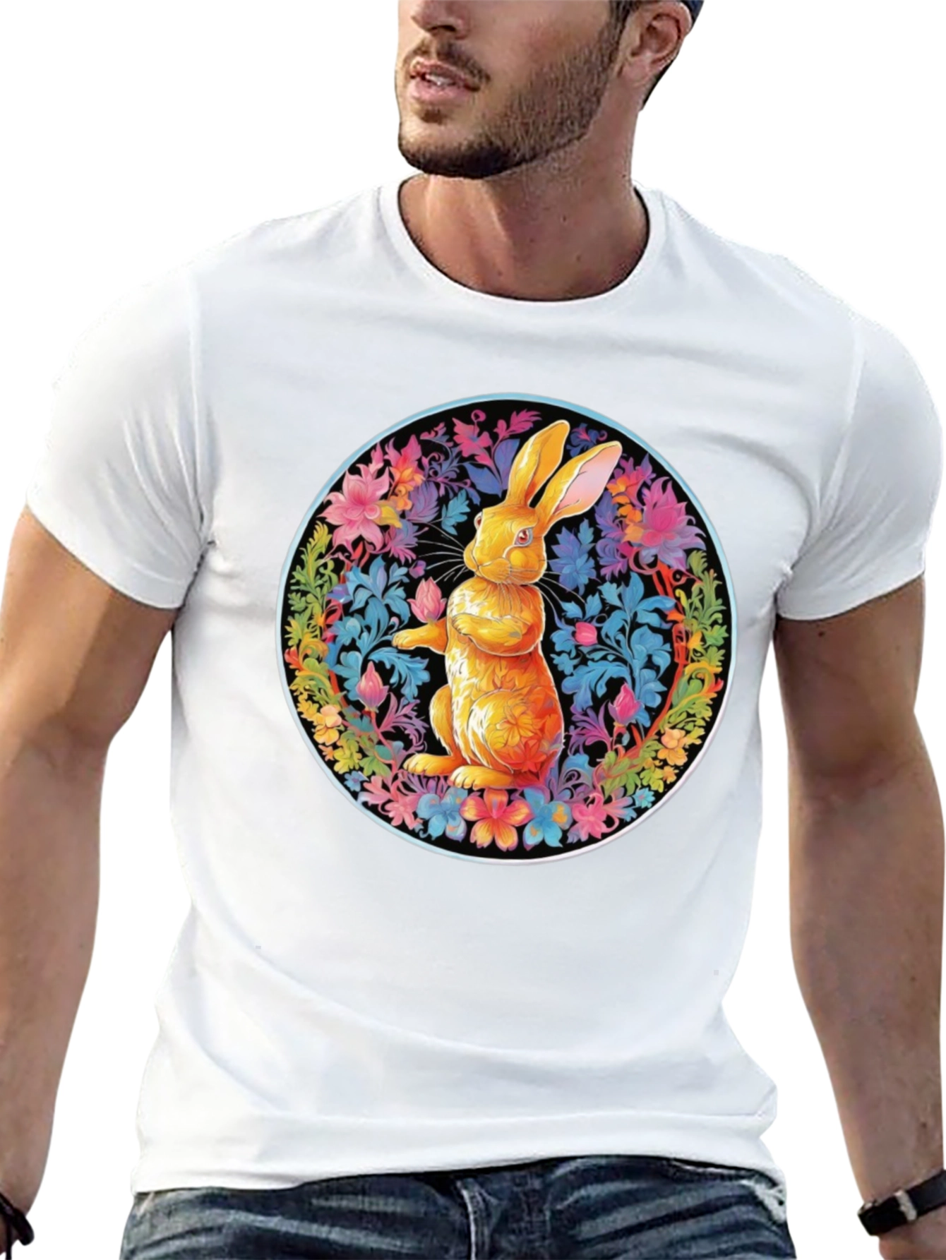 Floral Rabbit Graphic Tee - Easter Spring T-Shirt